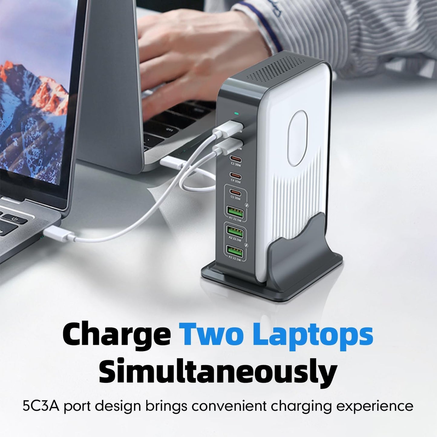200W MAX USB C Fast Charger Block, 8 Ports Chagring Station Dual 100W PD PPS HUB for Multiple Devices, Laptop Adapter Compatible with MacBook Pro/Air iPad iPhone Pro Max