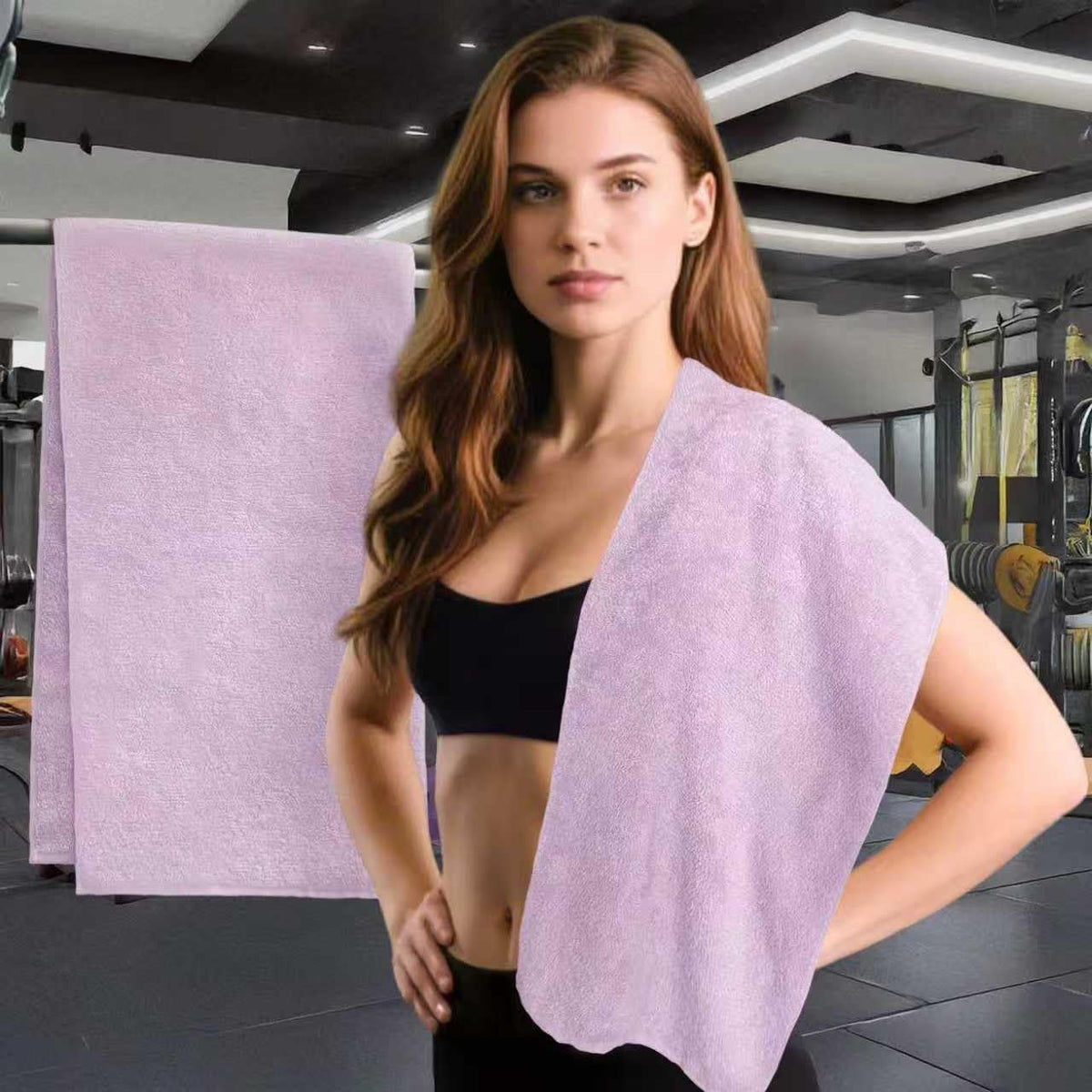 White Workout Towels for Gym (2PC, 16"x43") - 100% Cotton, Breathable, Soft & Absorb - Sweat Towel for Men & Women, Sports Hand Towel for Yoga, Shower, Tennis, Running, Exercise & Fitness