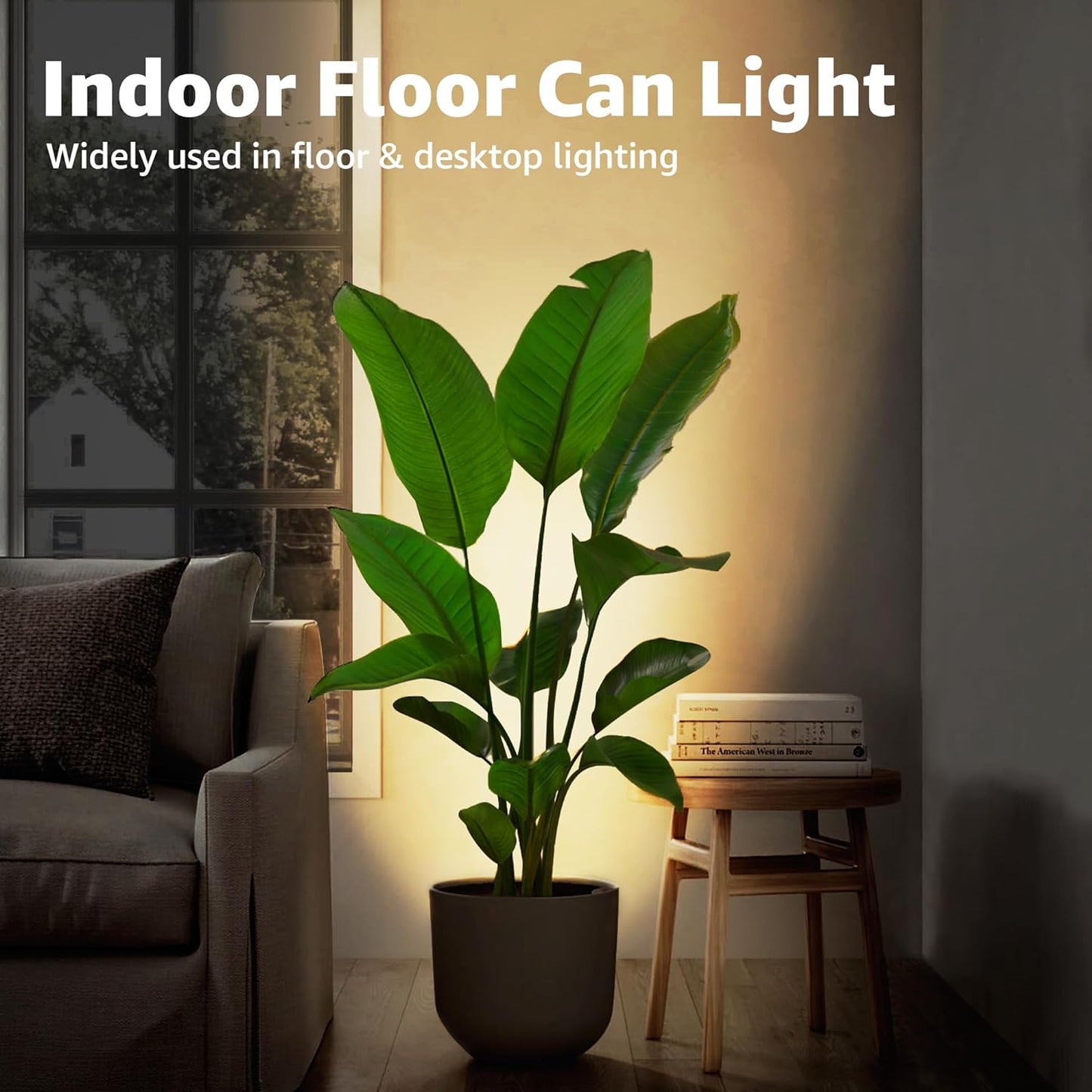 SUNVIE 2 Pack Uplighting Indoor Floor Can Light, 5W Up Lights with 2700K LED GU10 Bulbs, Uplights Floor Spot Lights Indoor for Home Accent Lighting, 5.9 FT Plug Cord & Foot Switch