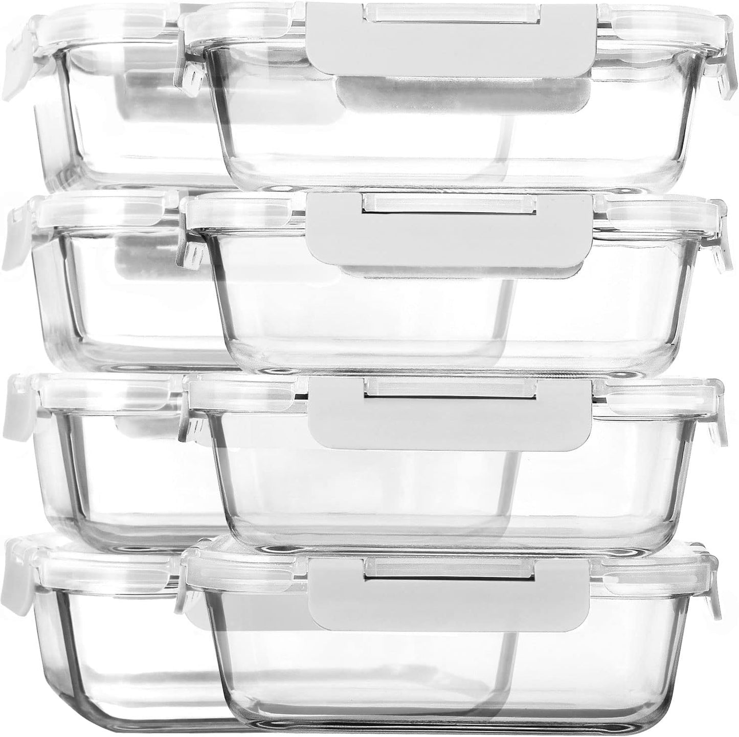 M MCIRCO [8-Pack,30 oz] Glass Meal Prep Containers,Glass Food Storage Containers,Airtight lunch Containers with Lids, Microwave, Oven, Freezer and Dishwasher