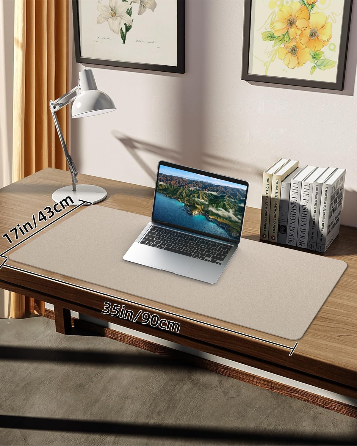 Non-Slip Desk mat,PULeather Desk Pad Protector, Office Desk Mat, Large Mouse Pad,Desk Blotter, Laptop Desk Pad, Waterproof Desk Writing Pad for Office and Home (Apricot, 35.4" x 17")