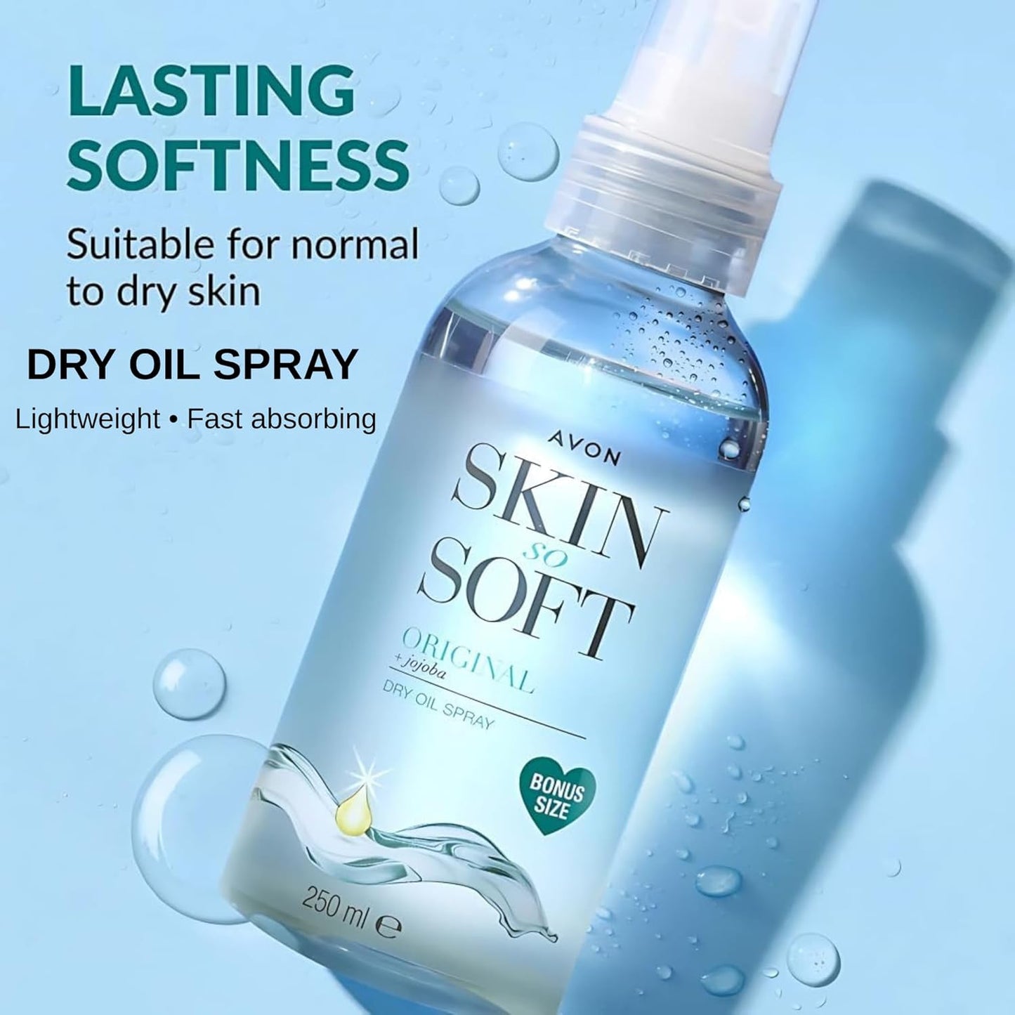 AVON SKIN SO SOFT Original Dry Oil Spray – Lightweight Moisturizing Body Oil with Jojoba & Vitamin E, Fast Absorbing, Non-Greasy, 8.45 fl oz (250 ML)
