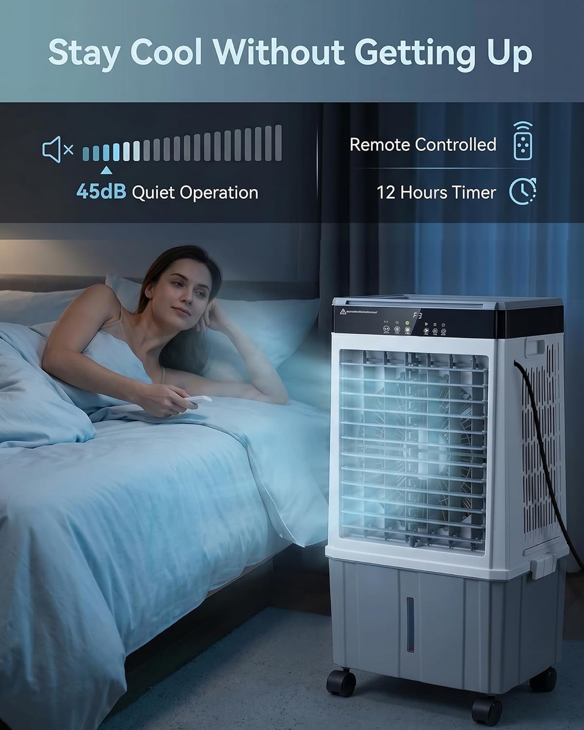 Air Choice Swamp Cooler, 3000CFM 31" Evaporative Air Cooler, 5.5Gal Removable Tank & 4 Ice Box, 120° Oscillation, 3 Speeds, Remote, 12H Timer, 3-in-1 Air Cooling Fan for Outdoor, Office, Bedroom, Grey