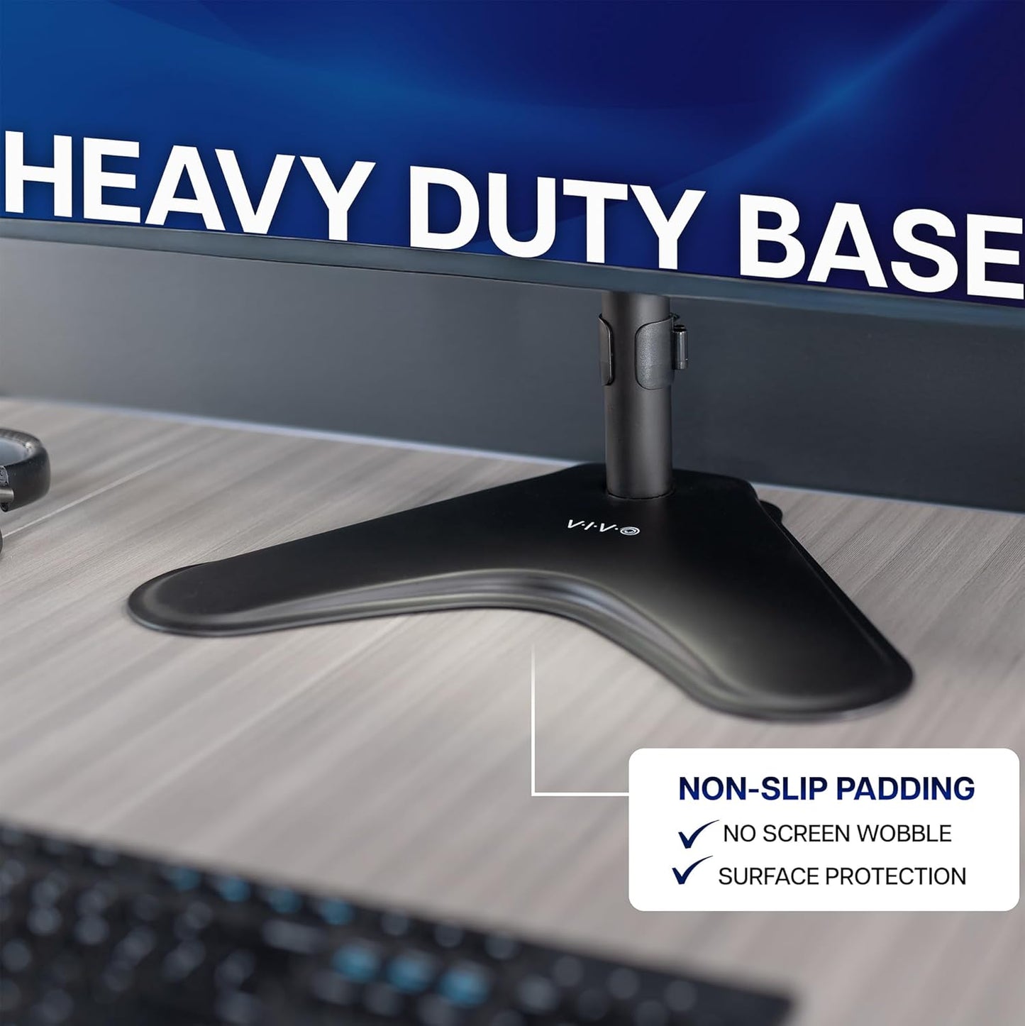 VIVO Dual Monitor Desk Stand Free-Standing LCD Mount, Holds in Stacked Vertical Position 2 Ultrawide Screens up to 34 inches, Black, STAND-V002L