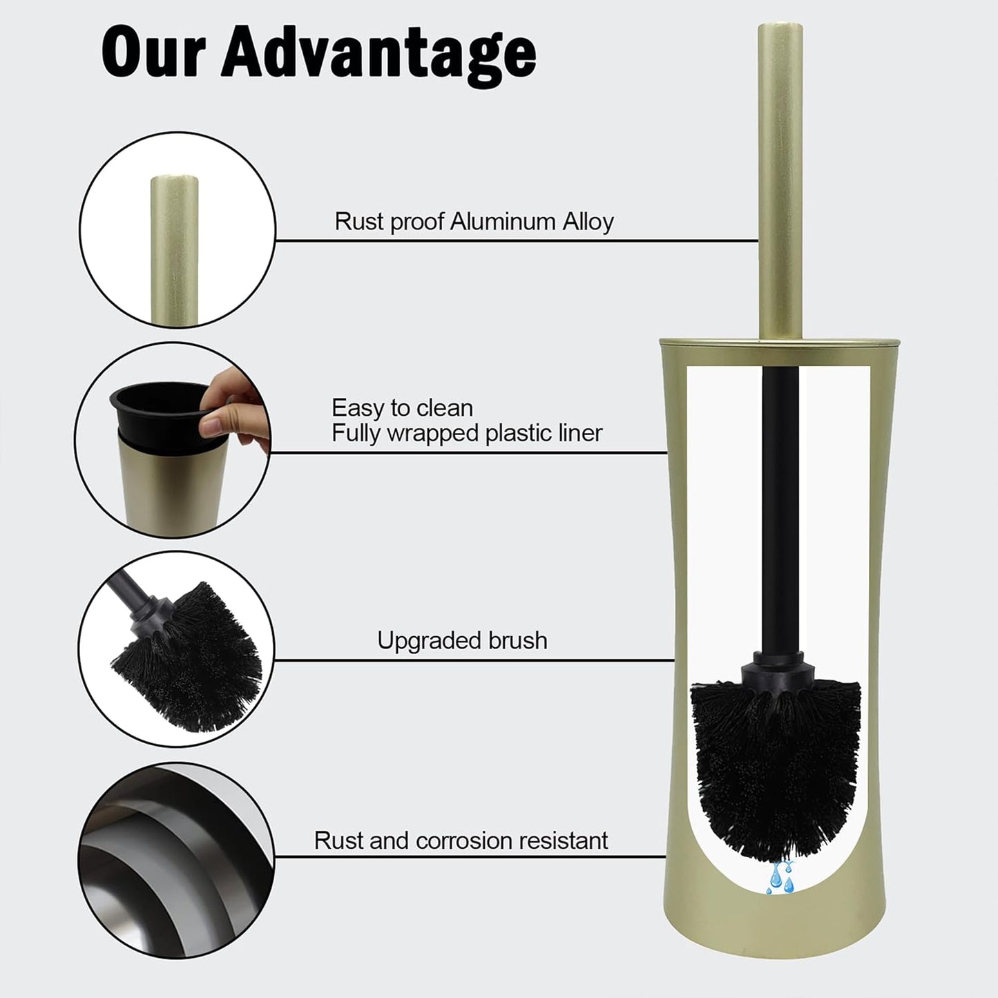 Vince Camuto Toilet Bowl Brush with Holder, Durable Bathroom Cleaning Tool, Modern Design for Easy Toilet Maintenance, Bathroom Cleaner Brush for Efficient Cleaning and Hygiene