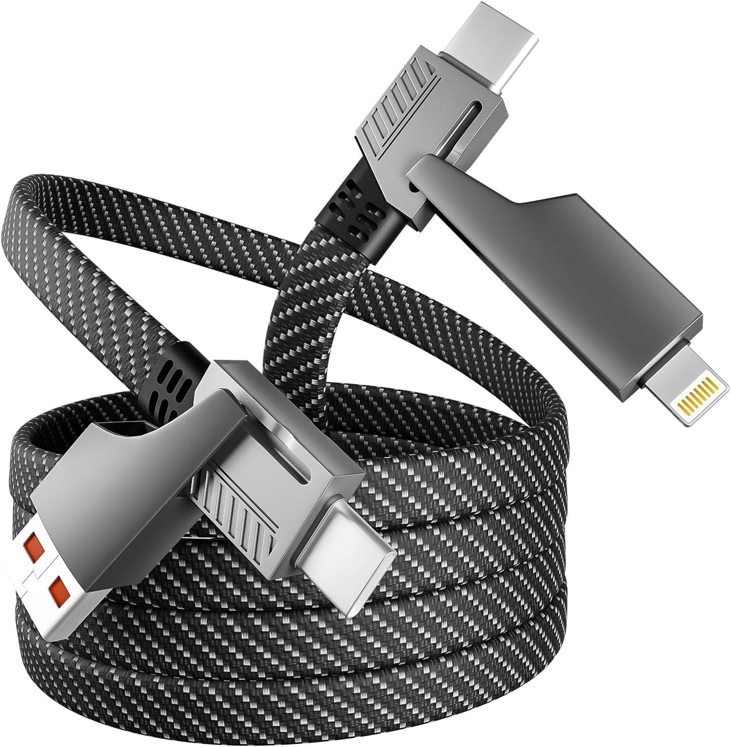 4 in 1 Charging Cable Fast Charging 65W, USB C Cable 4-in-1 USB Multi Charging Cable with E-Mark Chip, Multiple iPhone Charger Cord for iPhone 17-12 Series/Pad/Android/Tablets More, Carplay Cable(4FT)