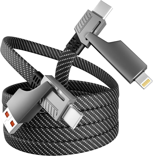 4 in 1 Charging Cable Fast Charging 65W, USB C Cable 4-in-1 USB Multi Charging Cable with E-Mark Chip, Multiple iPhone Charger Cord for iPhone 17-12 Series/Pad/Android/Tablets More, Carplay Cable(4FT)