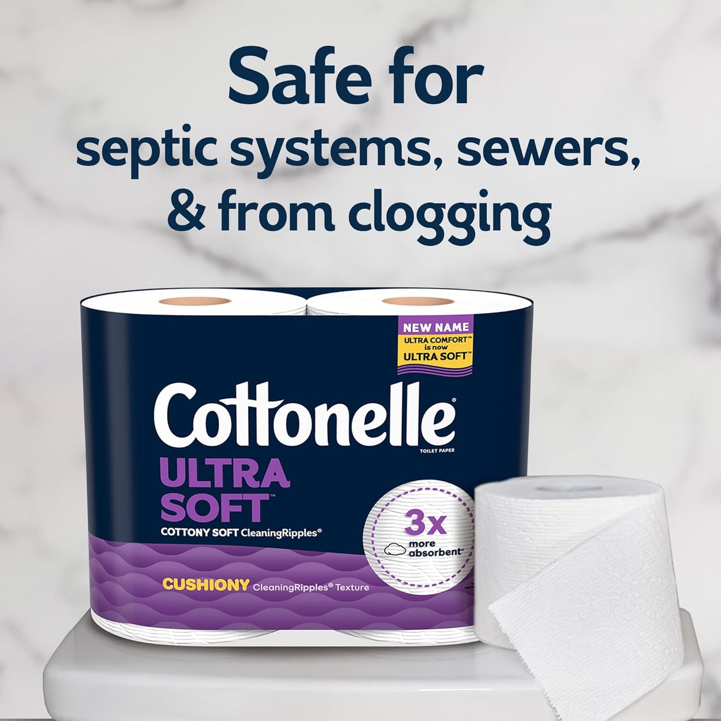 Cottonelle Ultra Soft Toilet Paper with Cushiony CleaningRipples Texture, Strong Bath Tissue, 24 Family Mega Rolls = 108 Regular Rolls (4 Packs of 6)