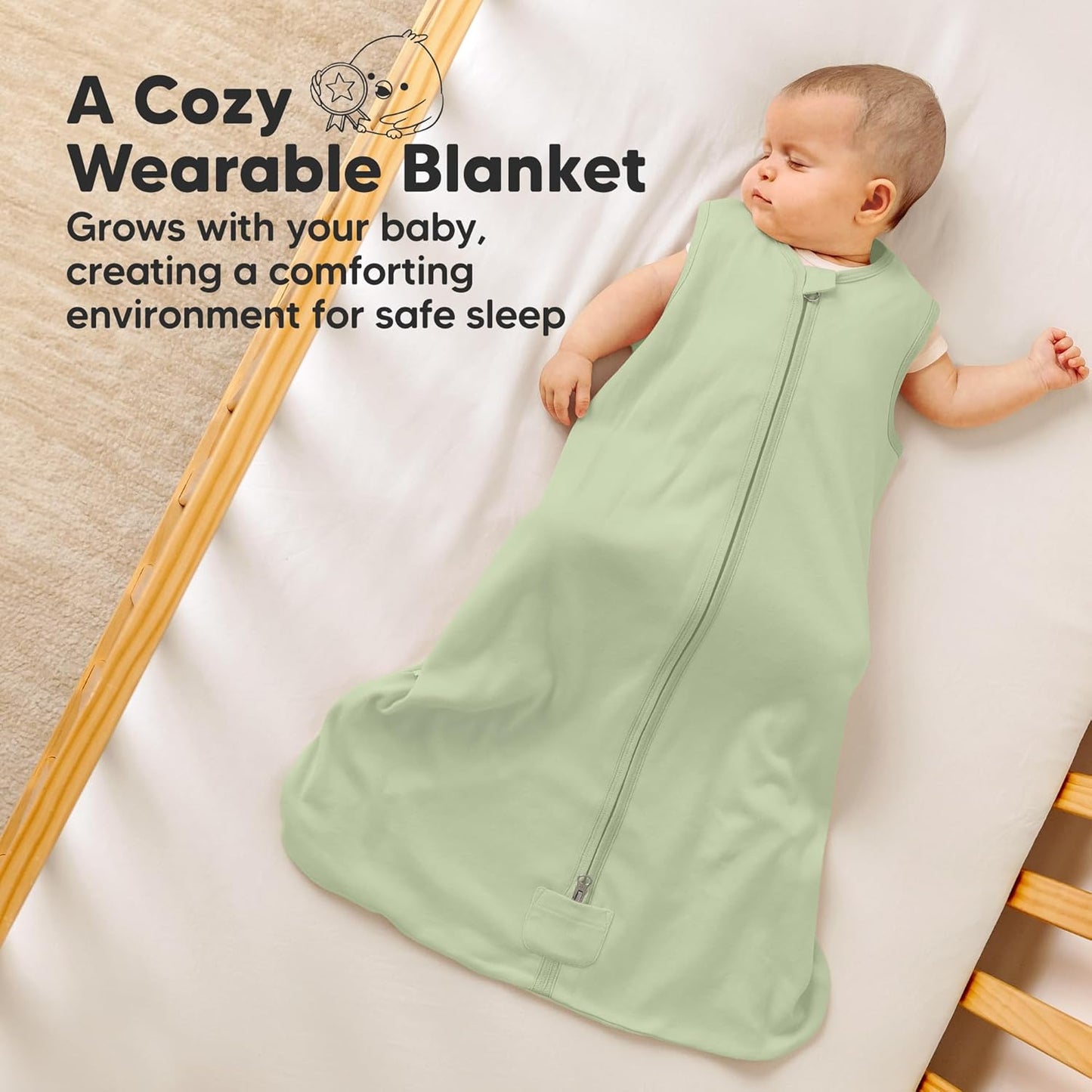 2-Pack Baby Sleep Sacks, Zipper Wearable Blanket - 0.5TOG Organic Cotton,Lightweight,Soft Cozy Toddler Sleeping Sack 6-12 months, Easy to Wear Large Newborn Transition Swaddles Sleepsacks(Roarsome, M)