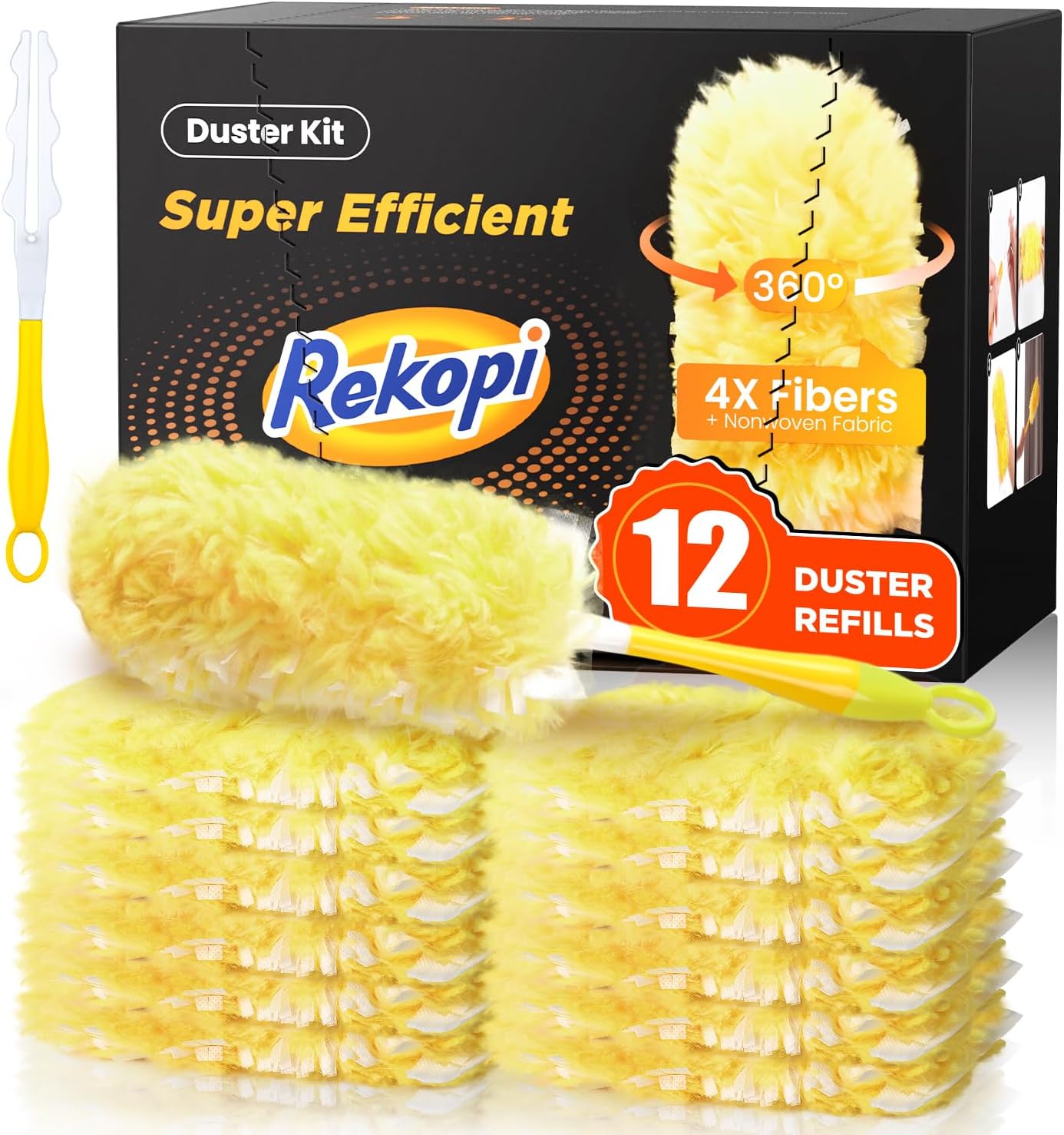 Heavy Duty Duster Refills for Swiffer Duster, 20 Count Duster Refills with 1 Handle, Multisurface 360° Dusters with 4X Microfibers, Unscented Disposable Dusters for Cleaning
