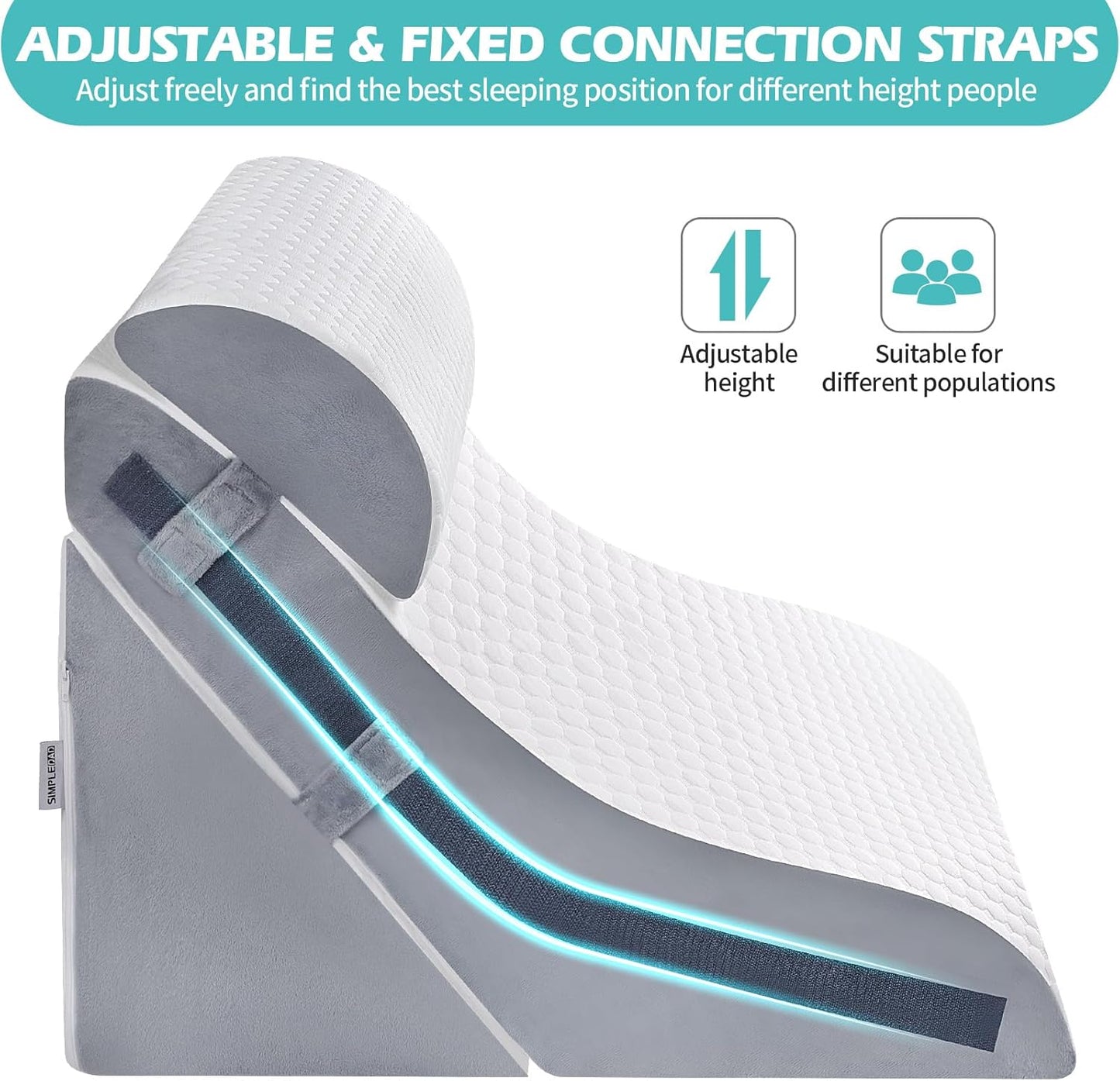 Wedge Pillow for Sleeping, Orthopedic Bed Wedge Pillow Set, 15-in-1 Adjustable Memory Foam Wedge Pillow Post Surgery, 9 &16 & 20 inch Height 3-in-1 Incline Pillows Wedges for Acid Reflux/Snoring
