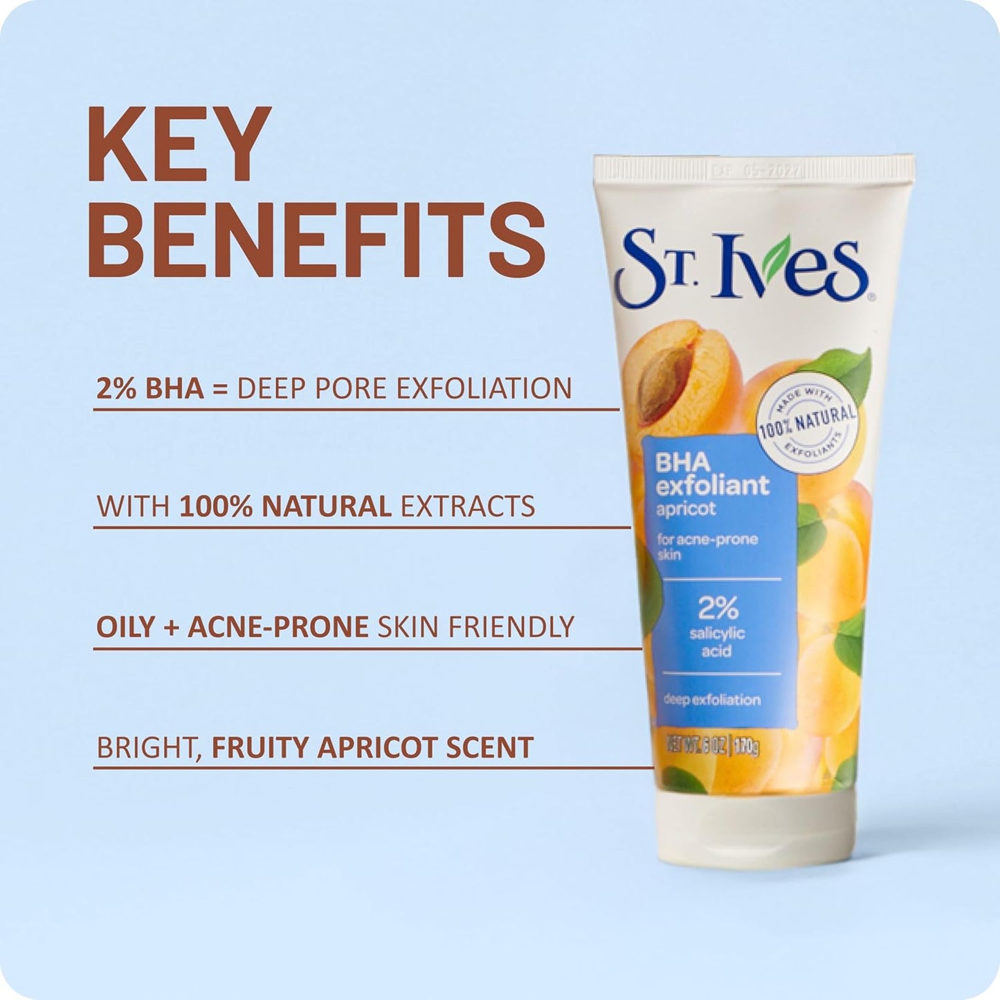 St. Ives Acne Control Apricot Face Scrub, Deep Exfoliator Skin Care, Prevents Acne for Radiant Skin, Salicylic Acid Acne Treatment Facial Scrub, Made with 100% Natural Exfoliants, 6 oz, 4 Pack