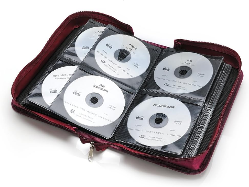 CCidea CD Case DVD Storage Holder, 128 Capacity DVD Cases Organizer CD Plastic Protective Carrying Binder,Portable Cd Wallet for Home Travel (Red), 128-red, L11.4 xW 6.4 x H3.5 INCH, Beauty Case