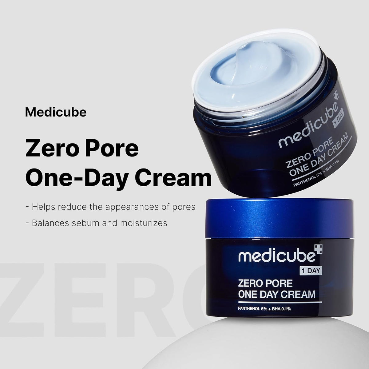 Medicube Zero Pore One-Day Cream 1.69 fl.oz - Visibly Smaller Pores, Controls Excess Oil - Pore Refining Cream with Panthenol, Salicylic Acid, and Niacinamide - Korean Skincare
