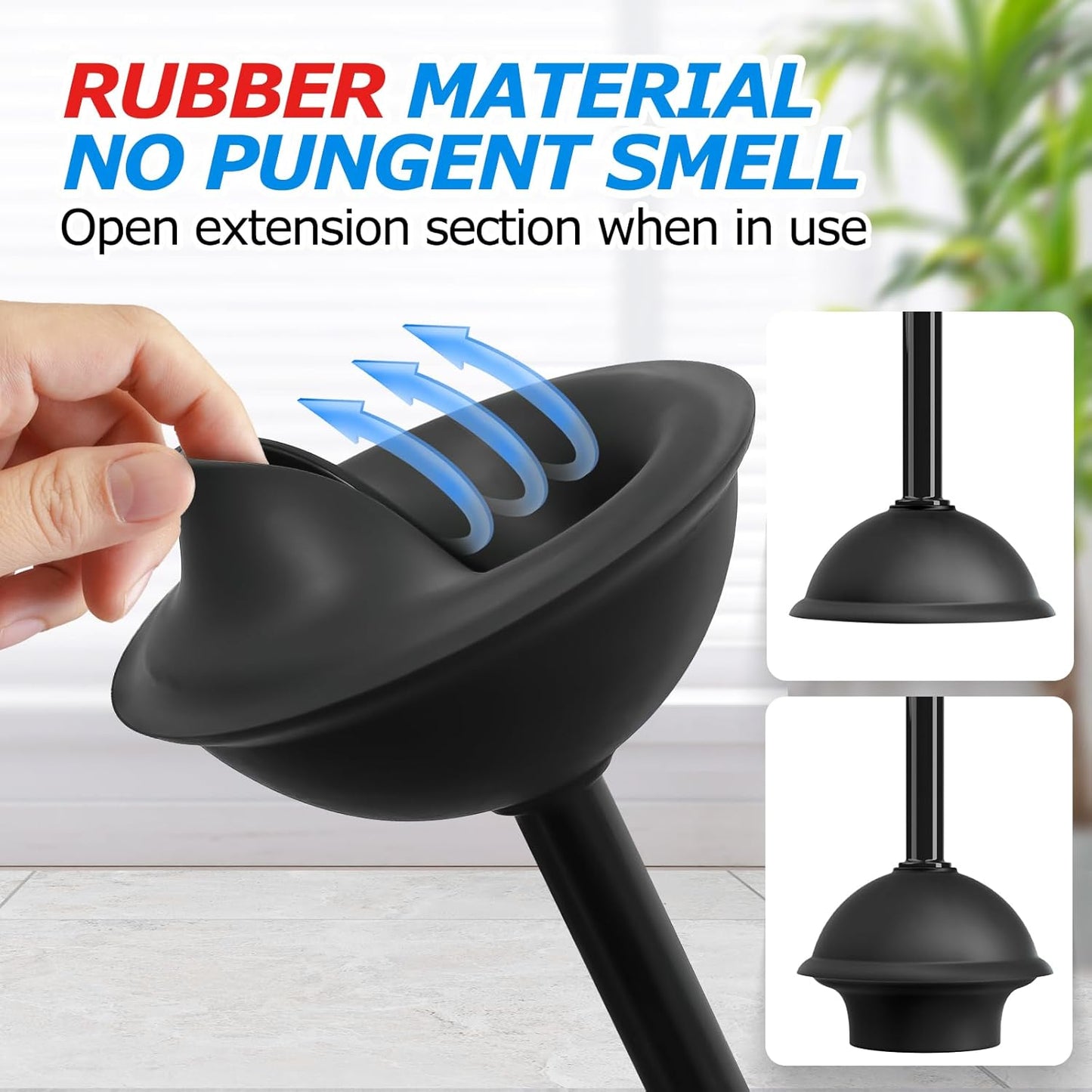FORASTO 2 in 1 Toilet Plunger and Brush Set，Extended Handle Plunger，Toilet Bowl Brush Plunger Set, Bathroom Cleaning Tools ，Toilet Brush Plunger Combo，Cleaning Brush，Bathroom Cleaning Supplies