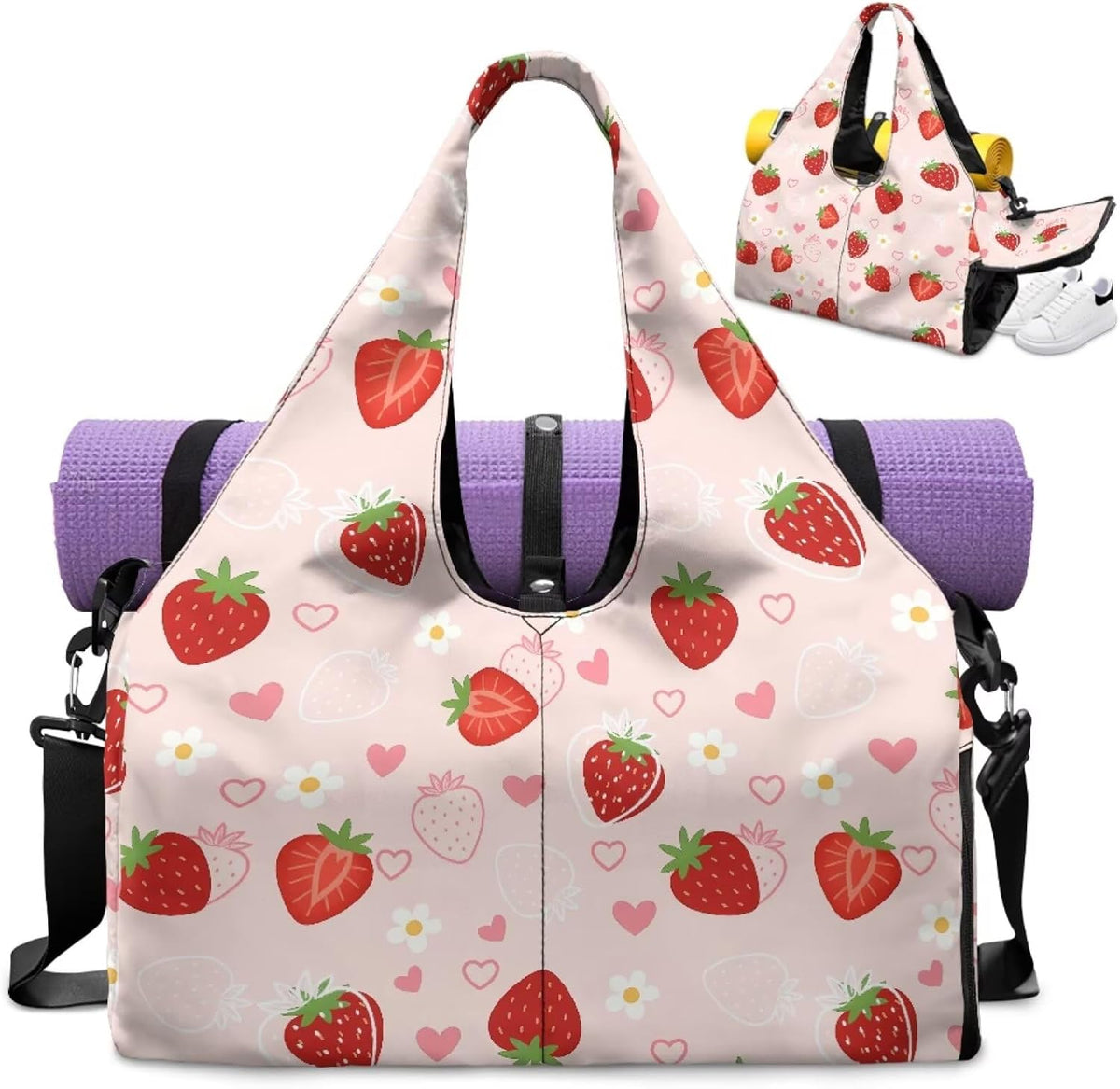 Yoga Mat Bag for Men Women Canvas Yoga Mat Carrier Take In Out Mat Easily for Beach Swim Bags Pool Sports Gym