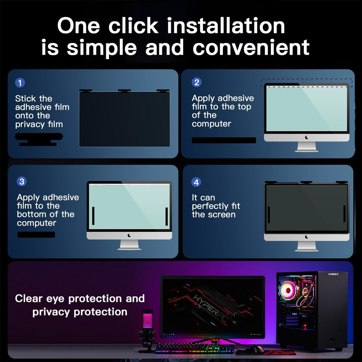 27'' Magnetic Hanging Computer Privacy Screen for 16:9 Widescreen Monitor
