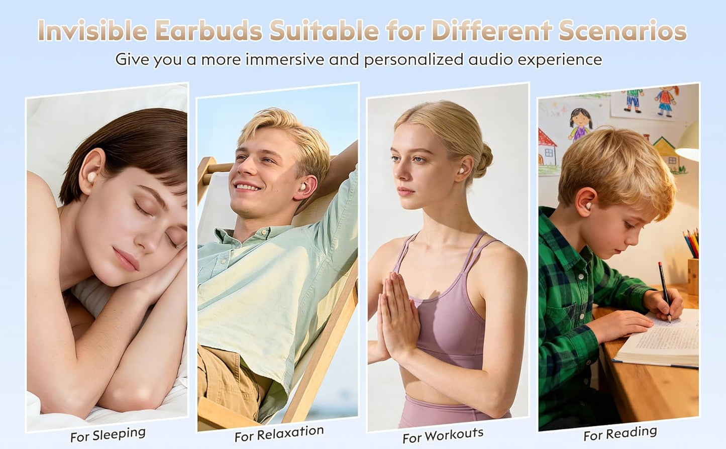 Smallest Sleep Earbuds for Side Sleepers, [Upgrade 2026 Version] Ultra-Comfort & Lightweight Wireless Mini Sleep Headphones for Small Ears, No Low Battery Beep Ear Buds for Sleeping Working