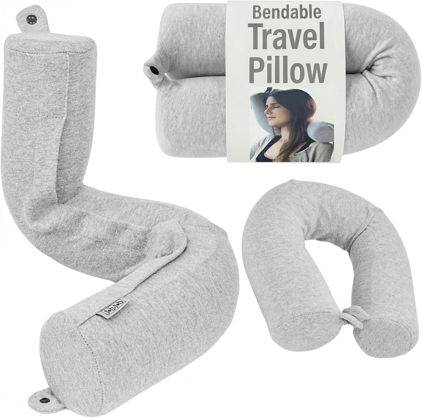 Dot&Dot Travel Pillow Neck Pillow with Hood for Airplane Sleeping, Memory Foam Pillow with Chin Support, Detachable Hoodie, Washable Cover, Adjustable Velcro Fit for Flights, Car & Office
