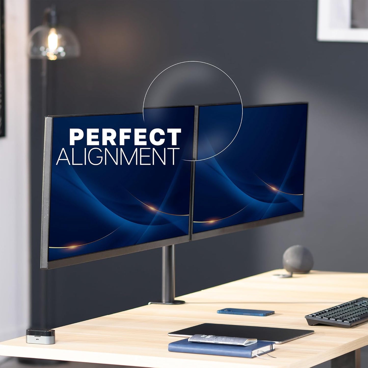 VIVO Premium Dual Ultra Wide LCD LED 27 to 38 inch Monitor Desk Mount, Heavy Duty, Adjustable Telescoping Arms, Flush Wall Setup, Fits 2 Screens, Black, STAND-TS38C
