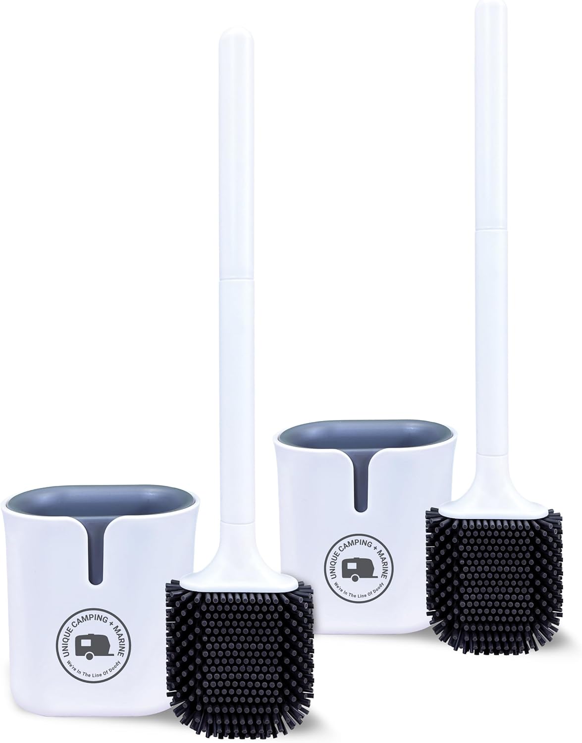 Unique Silicone RV Toilet Brush, Compact, Won't Damage Toilets or Seals, Wall-Mount No-Drip Holder