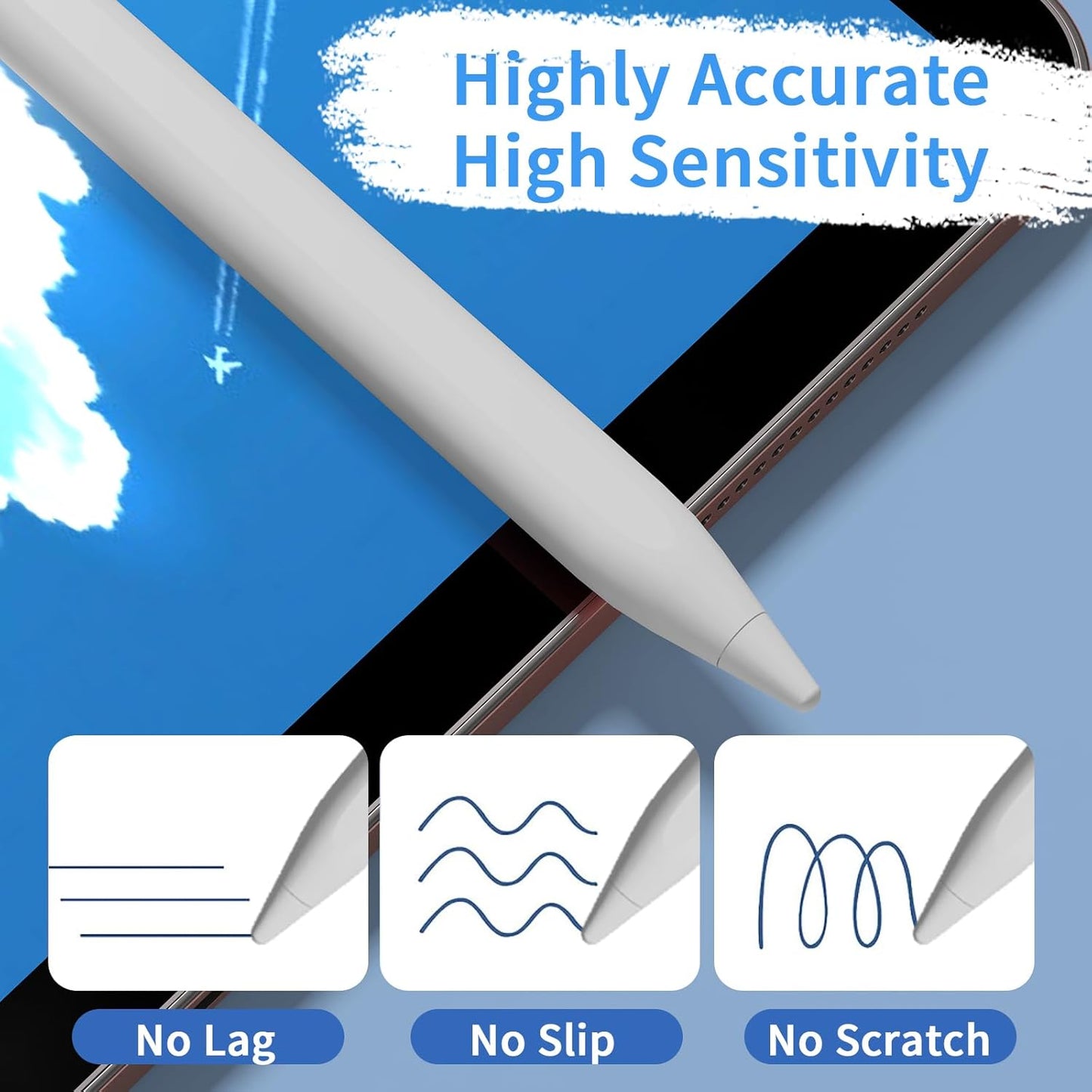 Stylus Pens for Touch Screens, Universal Fine Point iPad Pencil with Magnetic Adsorption Compatible with iPhone/iPad/Samsung/Android/Tablet & Other Touch Screens (White Gradient Pink)