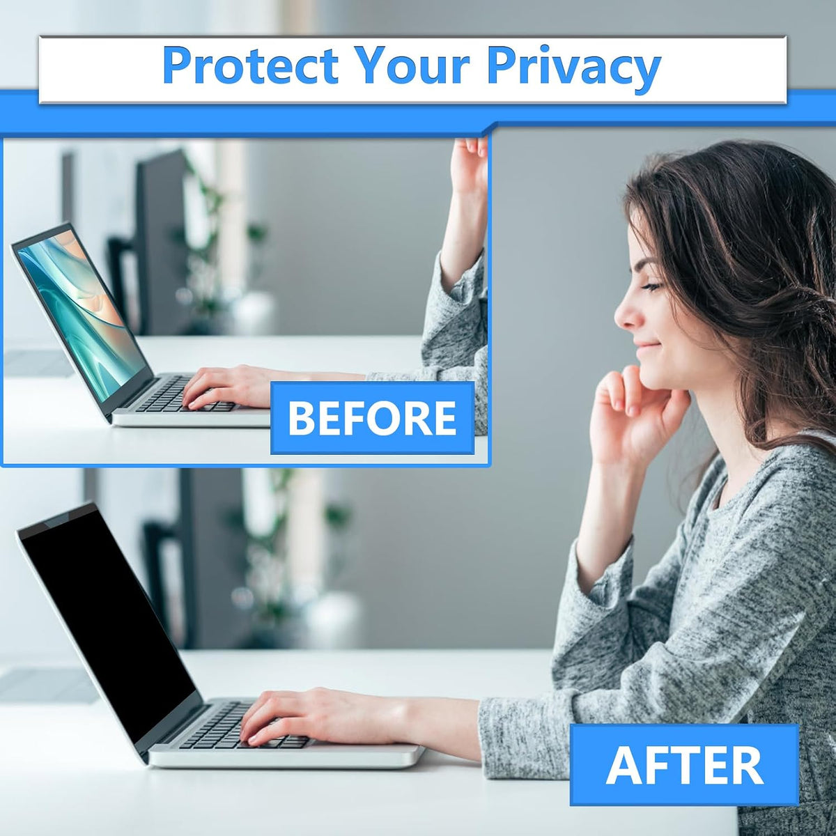 Magnetic Laptop Privacy Screen 13.3 Inch 16:10, Removable Privacy Filter