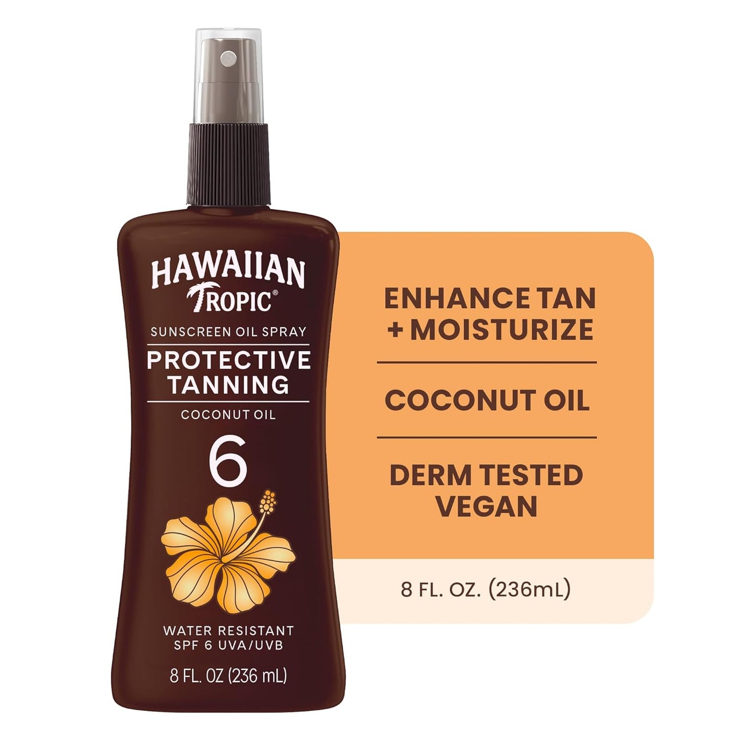 Hawaiian Tropic Dark Tanning Oil Spray Pump, SPF 6 8 Oz (Packaging May Vary)