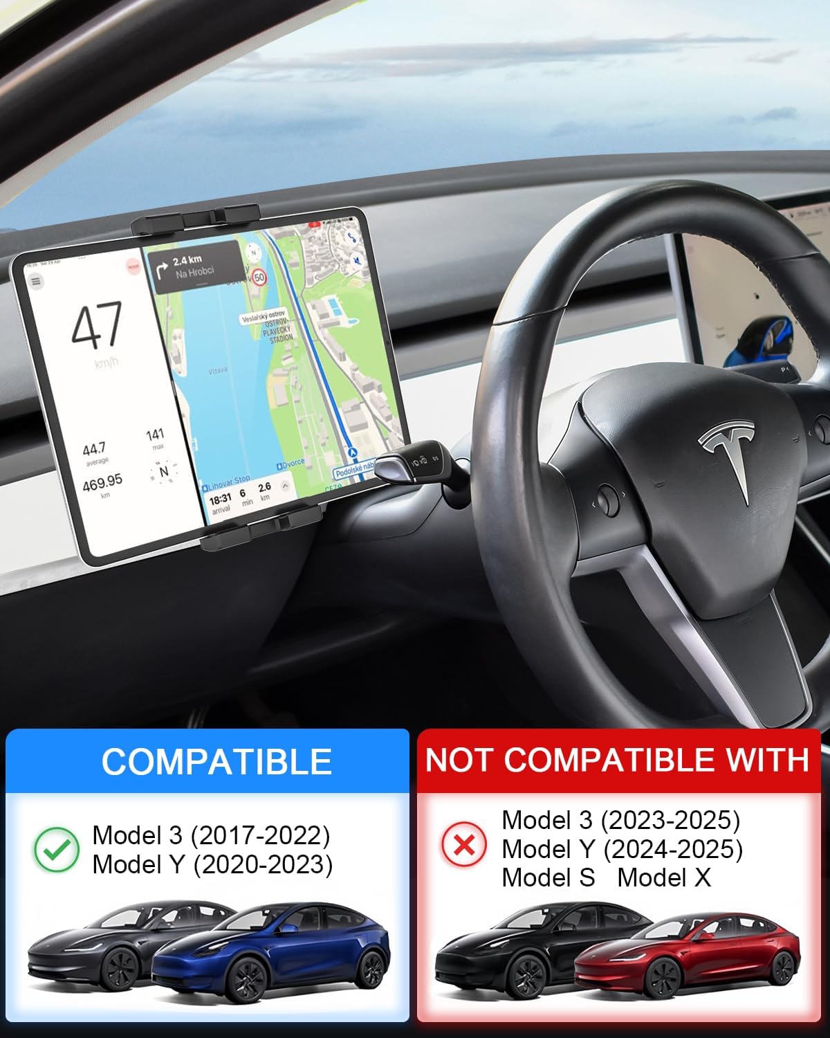 for Tesla Tablet Mount Phone Holder, for Tesla Model 3 Y Car Air Vent Accessories, for 4-11" Device Like iPad Pro, Air, Mini, iPhone, Galaxy, [ONLY FIT for 2017-2022 Model 3, 2020-2023 Model Y]