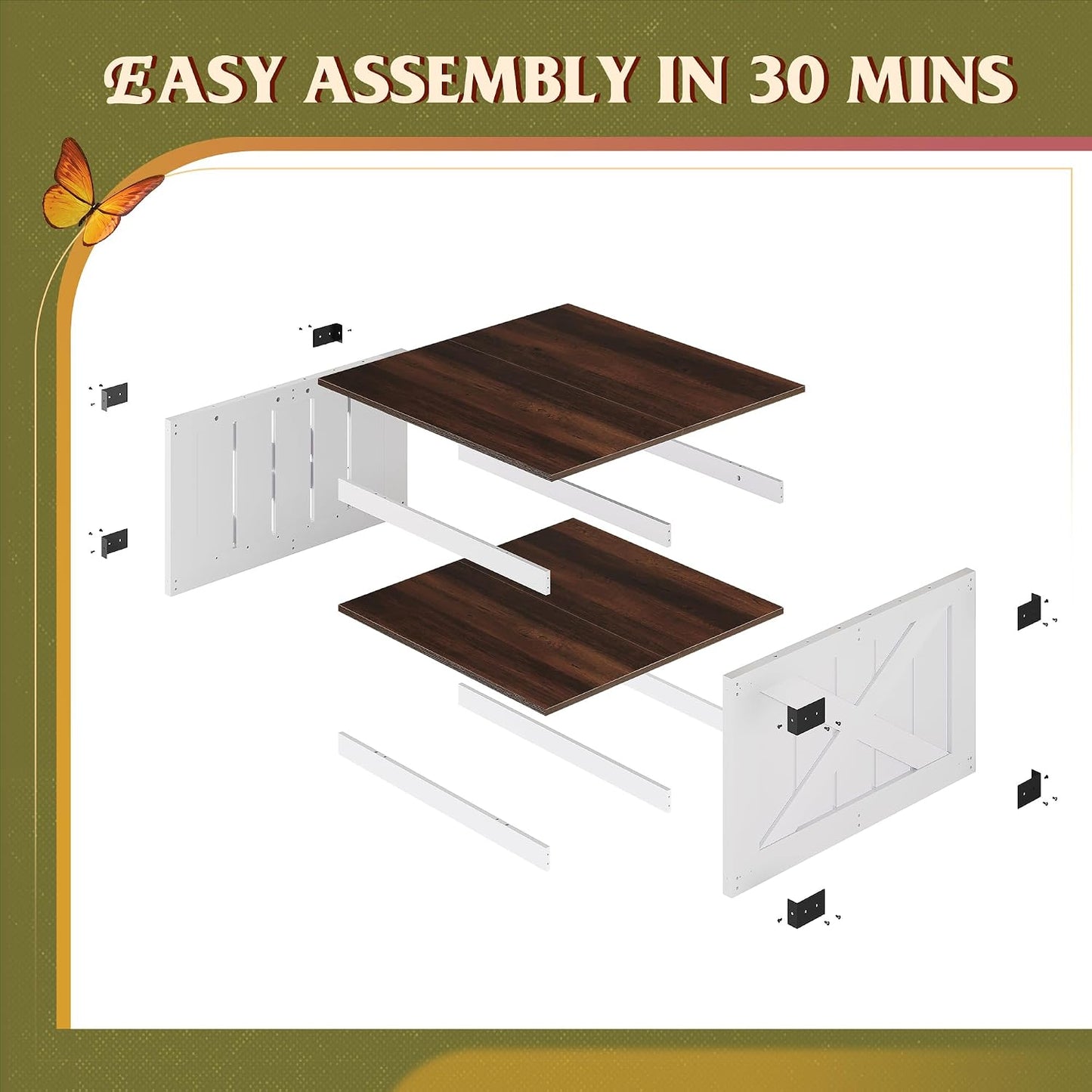 WLIVE Coffee Table, Farmhouse Coffee Table with Open Storage, 31.5" Wood Square Living Room Tables, Rustic Dining Cocktail Center Table for Living Room, Espresso
