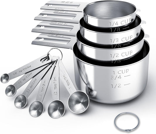 TILUCK Stainless Steel Measuring Cups & Spoons Set, Cups and Spoons,Kitchen Gadgets for Cooking & Baking (10)