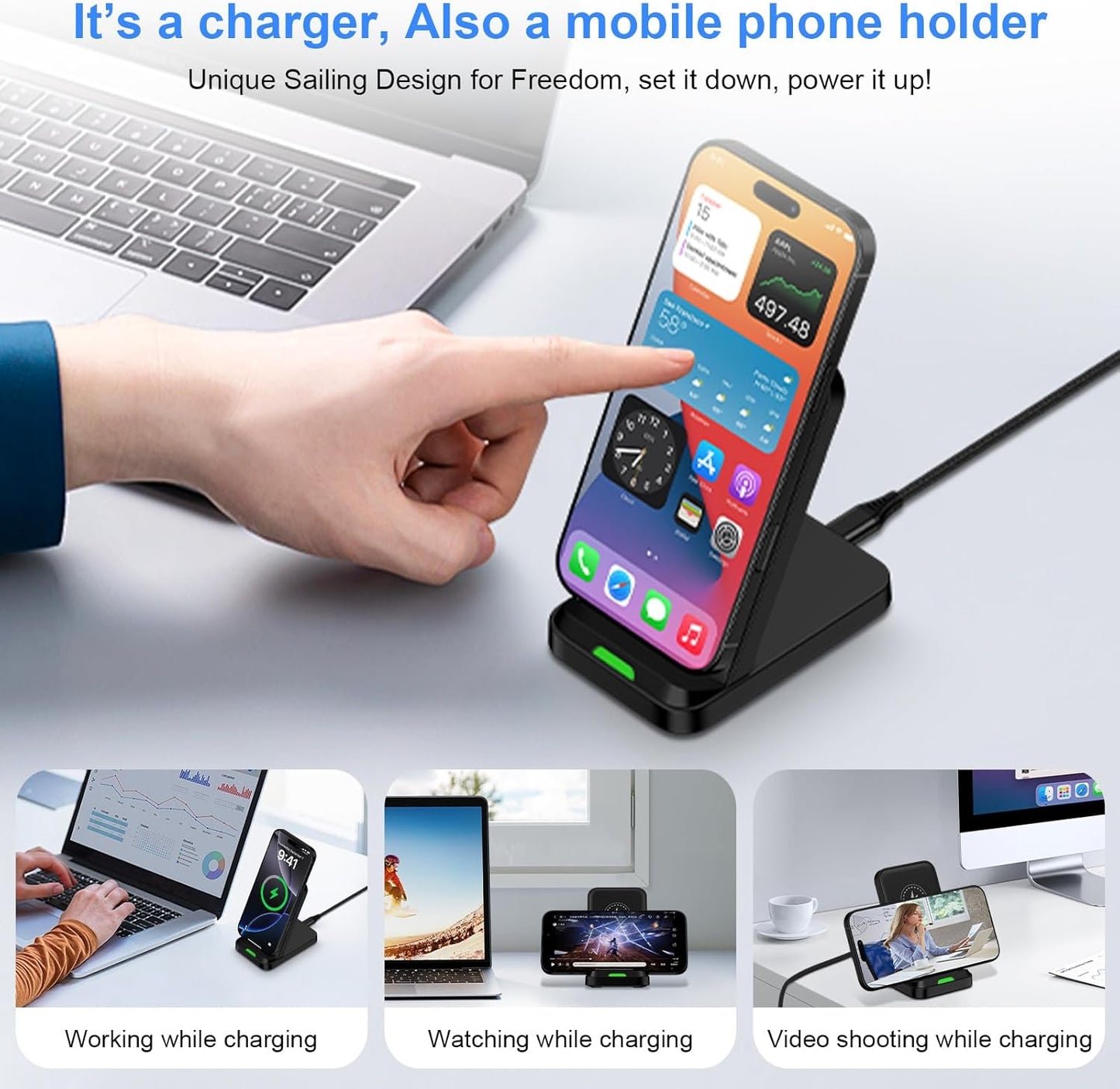 for Google Pixel Wireless Charging Stand for Pixel 10/10 Pro/10 Pro XL/9a/9 Pro/9 Pro XL/8/8 Pro/7/7 Pro/6/6 Pro/5, Android Wireless Phone Charger Fast Charging Station for Samsung S25 Ultra/S24 Plus
