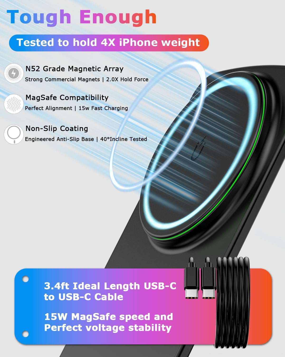 Wireless Magnetic Charger Stand for iPhone and Samsung