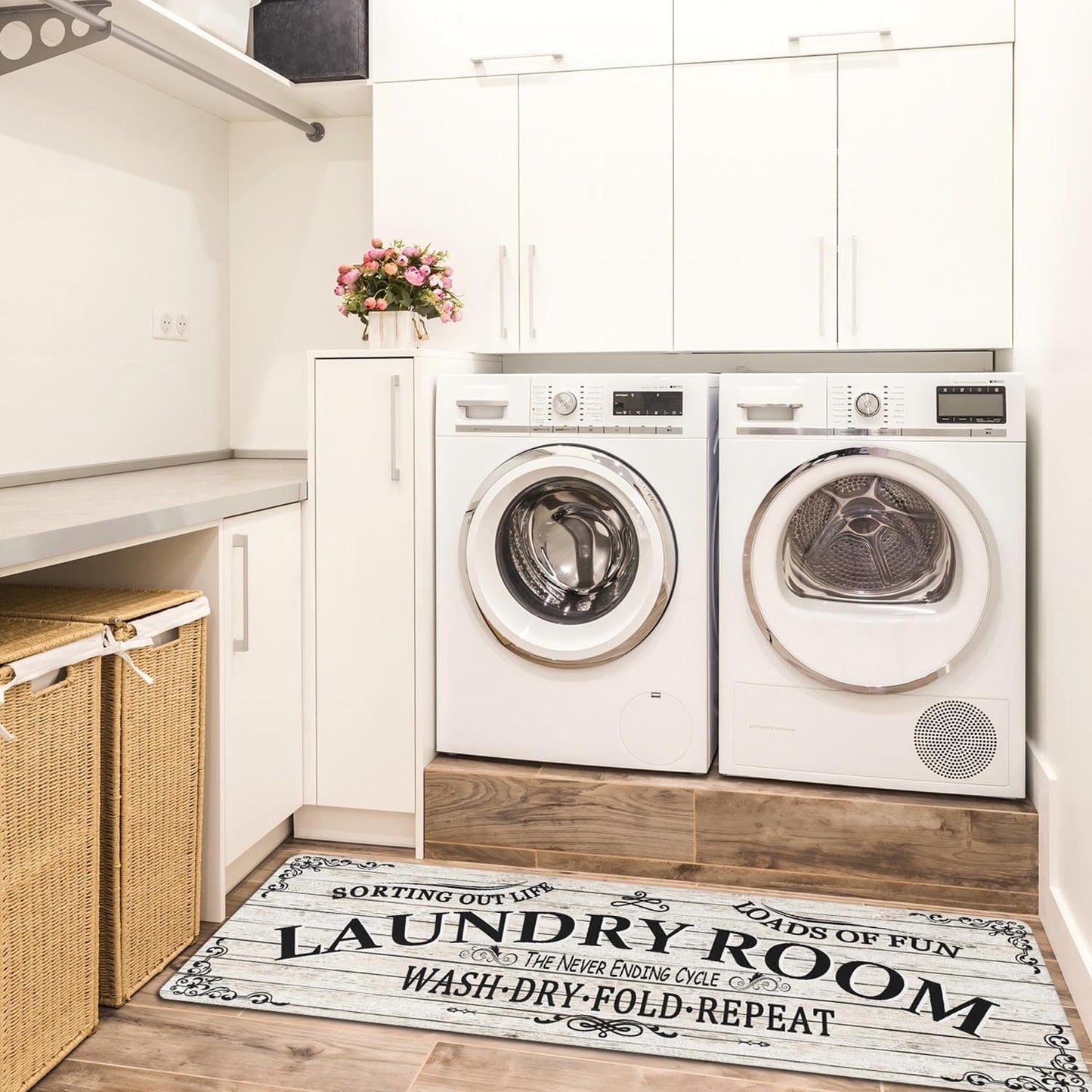 Non Slip Laundry Room Rug - Farmhouse Kitchen Floor Mat -Laundry Room Rug- Runner Decor -Washable Floor Carpet for Washroom Mudroom Kitchen Bathroom Hallway-20 x48