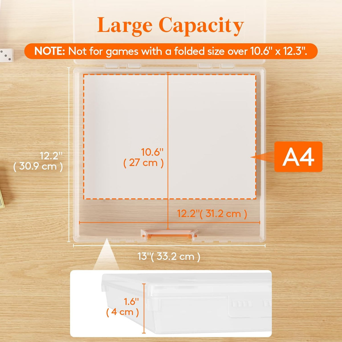 Lifewit 6 Pcs Board Game Storage Boxes, 12.2x10.6'' Paper Container with Secure Latch, Plastic Portable Organizer with Handle & Labels for File,Document,Puzzles, Cards, Art Supplies