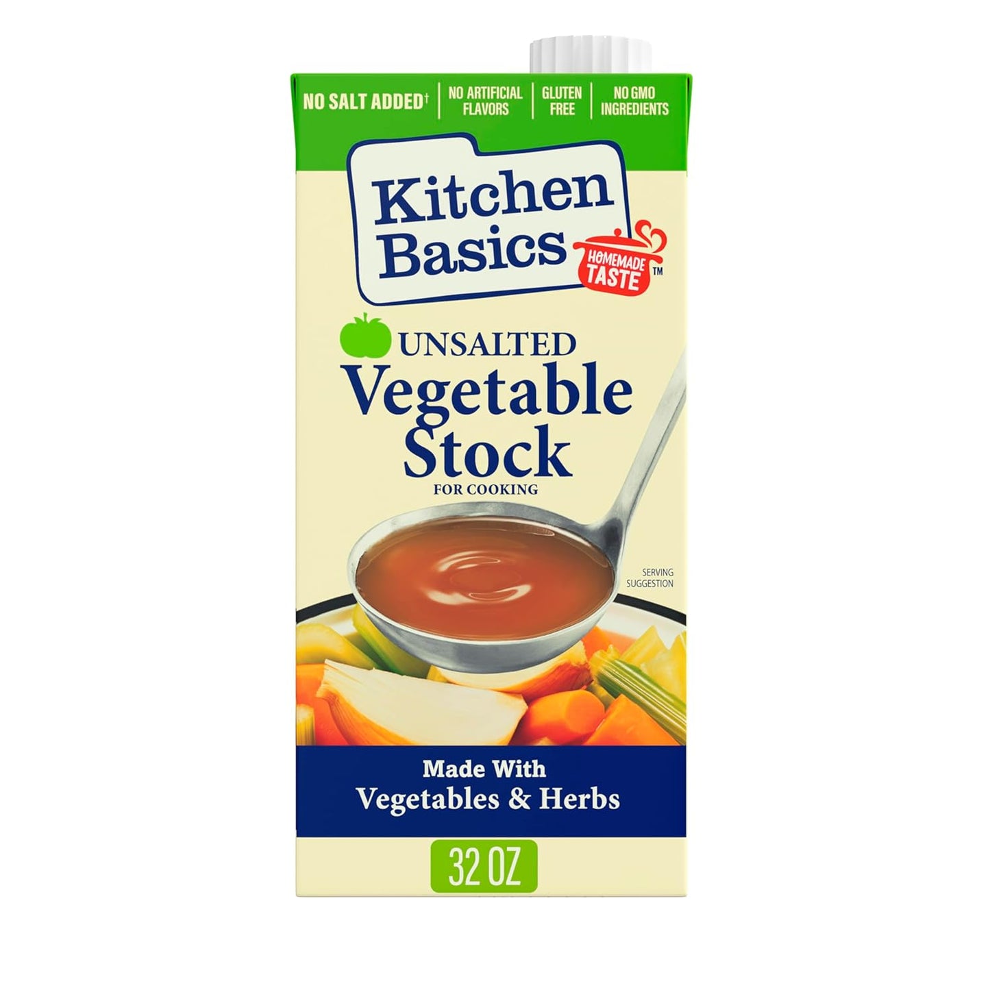 Kitchen Basics Unsalted Vegetable Stock, 32 oz (Pack of 12) For Delicious Dishes and Enhanced Flavors, Great for Vegetarian Recipes