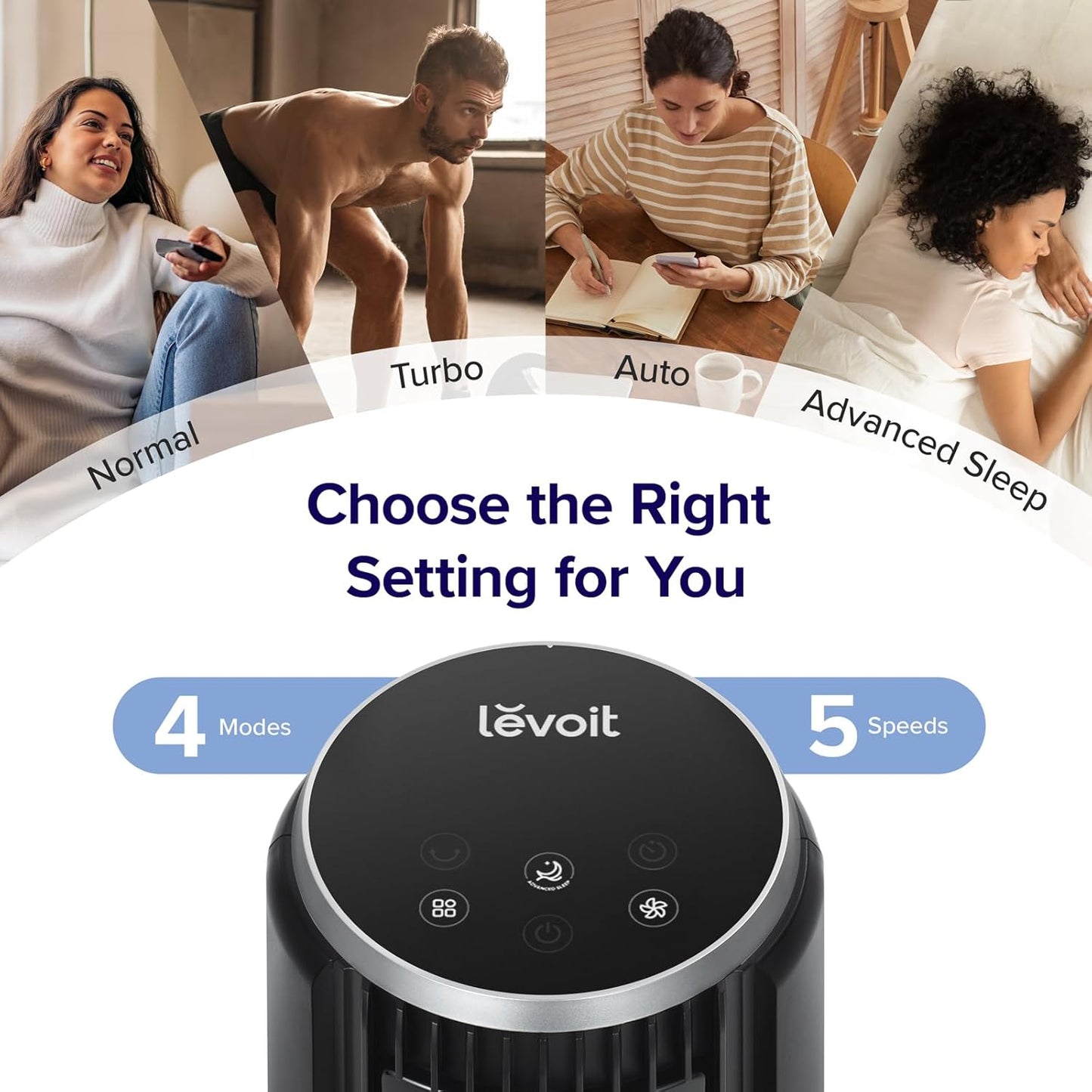 LEVOIT Classic 36 inch Tower Fan for Bedroom, 25ft/s Airflow Standing Fan that Blows Cold Air for Home, 90° Oscillation, Quiet 28dB, Remote, 12H Timer, 5 Speeds, 4 Modes with Smart Sensor, Black