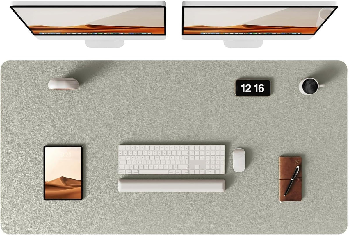 YSAGi Leather Desk Pad Protector, Office Desk Mat, Large Mouse Pad, Non-Slip PU Leather Desk Blotter, Laptop Desk Pad, Waterproof Desk Writing Pad for Office and Home (Olive Beige, 47.2" x 23.21")