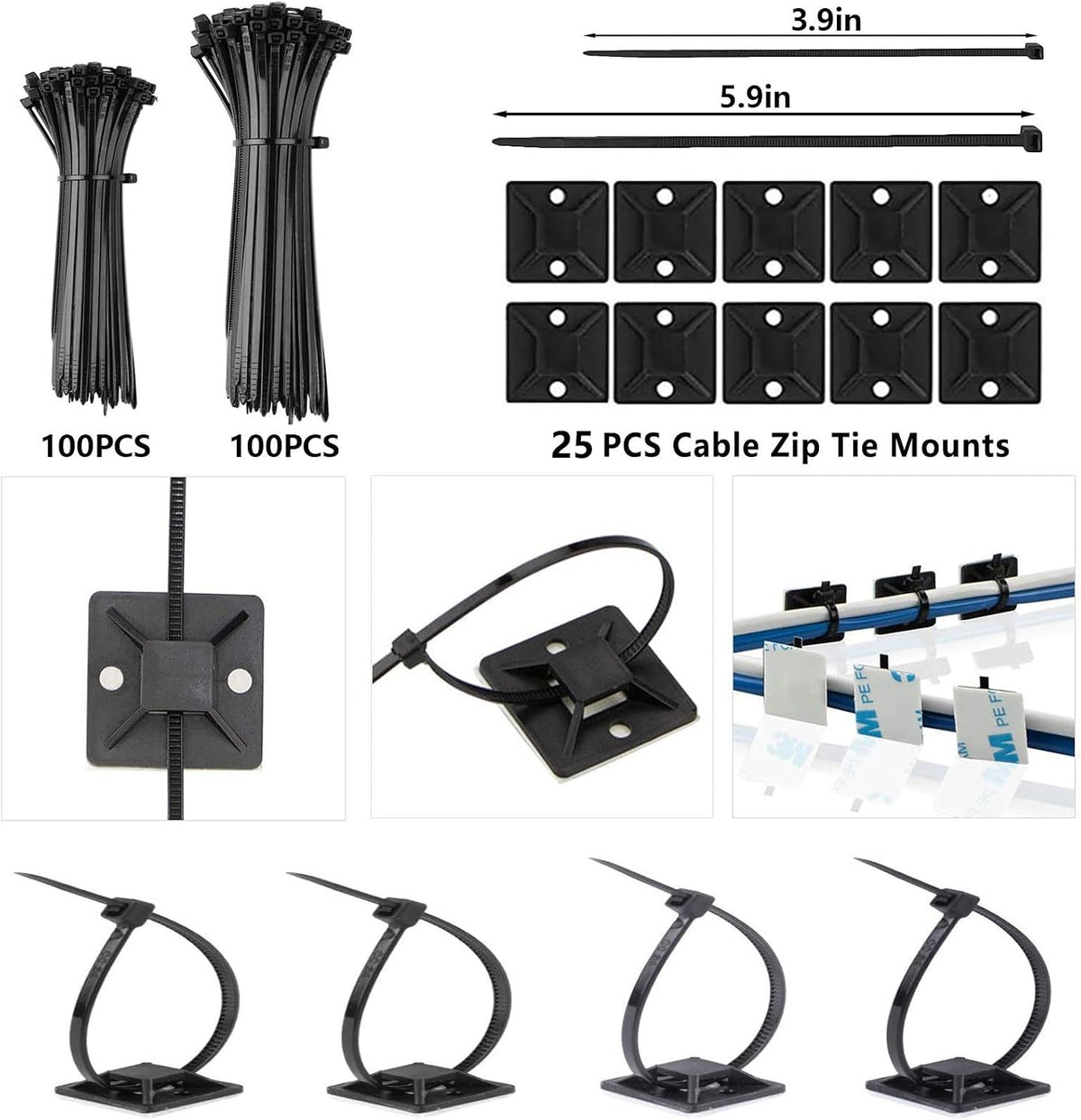 ELII 328Pcs Cable Management Kit, 8 Magnetic Cable Holder 69 Cable Clips