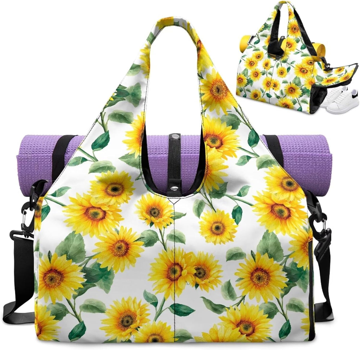Yoga Mat Bag for Men Women Canvas Yoga Mat Carrier Take In Out Mat Easily for Beach Swim Bags Pool Sports Gym