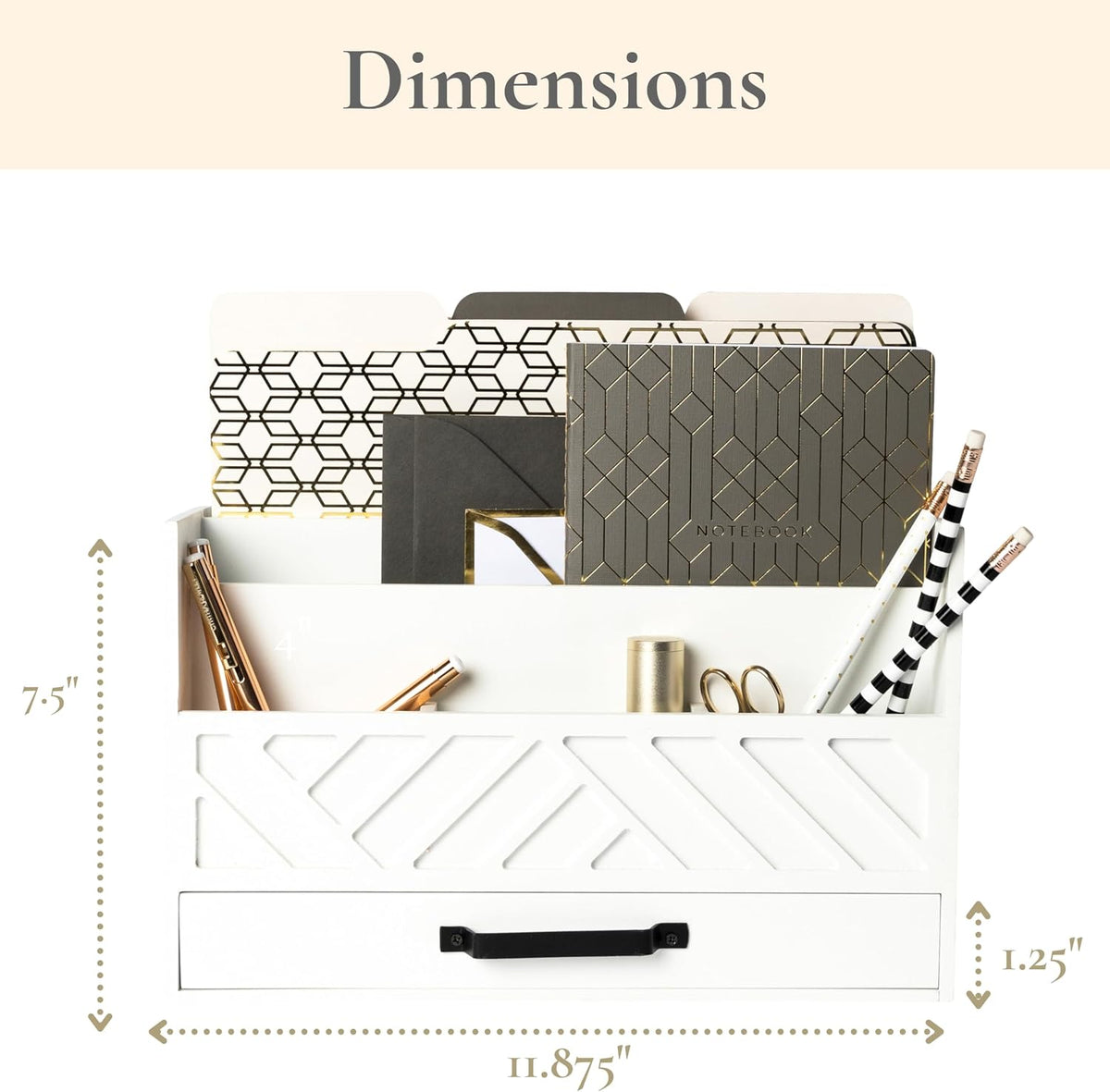 BLU MONACO | Wooden Mail Organizer with Drawer | Mail Organizer Countertop with 6 Compartments | Bill Holder for Desk | White Desktop Mail Sorter