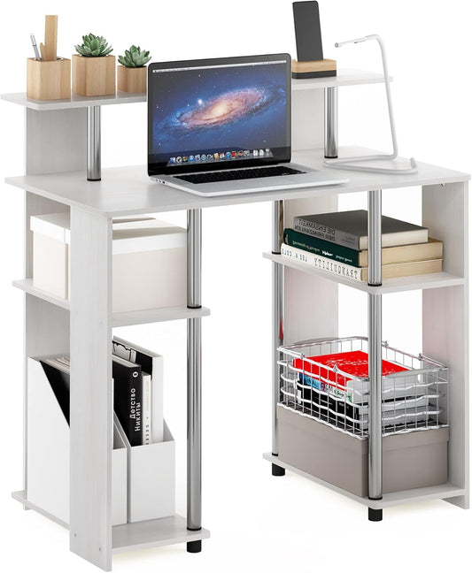 Furinno Jaya Simple Design Computer Writing Desk, White Oak/Stainless Steel