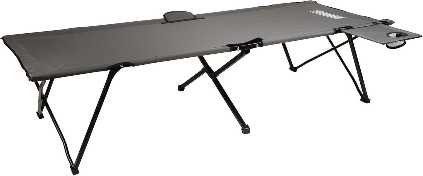 Coleman Pack-Away Big ‘n Tall Camping Cot with Removable Side Table, Extra Wide Cot Fits Adults up to 6ft 6in or 300lbs, Carry Bag Included