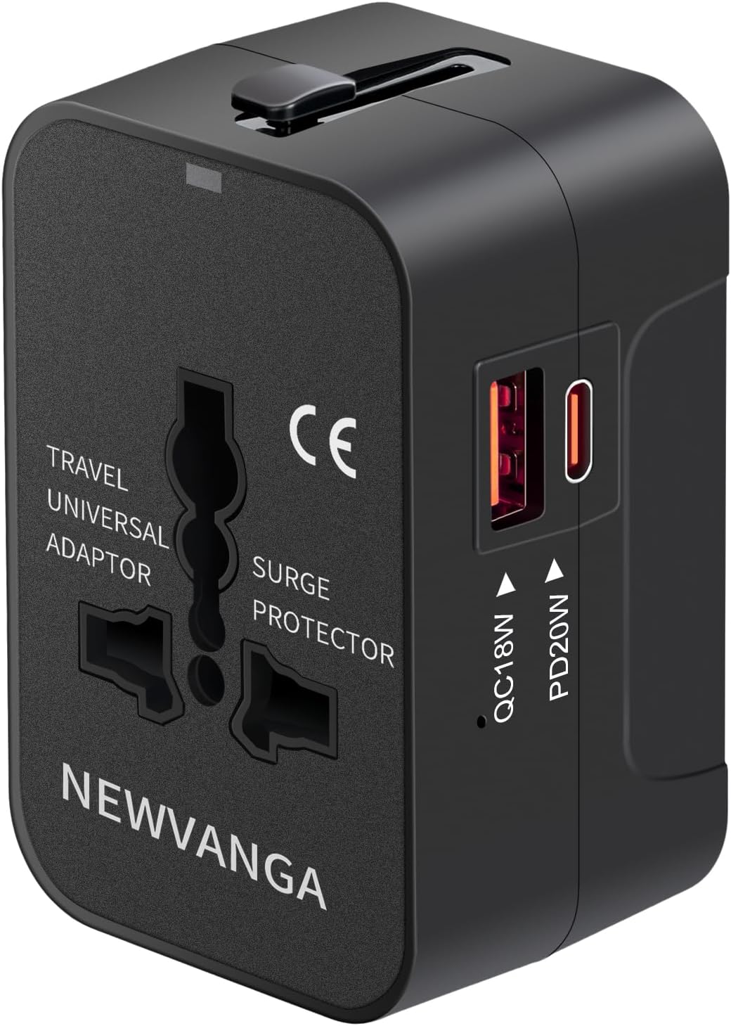 Travel Adapter USB C, Universal All in One Worldwide Travel Adapter Fast Charge GaN PD3.0 Type C USB-A Quick Charging Ports Power Converters Wall Charger AC Power Plug Adapter for USA EU UK AUS Black