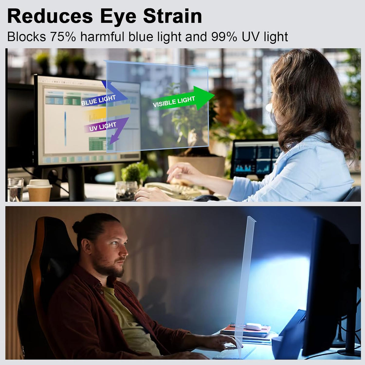 27-28 Inch Blue Light Filter for Computer Monitor, Computer Screen Blue Light Blocker Panel (24.8''x14.6'') for Widescreen Desktop LCD TV PC Monitor, HD Not Anti-Glare