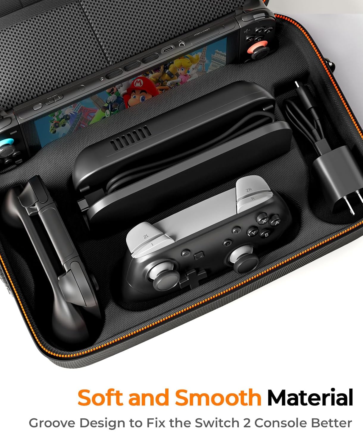 COOWPS Switch 2 Case for Nintendo Switch 2, with 4Pcs Thumb Grips, 20 Game Card Slots, Portable Full Protection All In One Travel Storage Case for Switch 2 Console Pro Controller Accessories