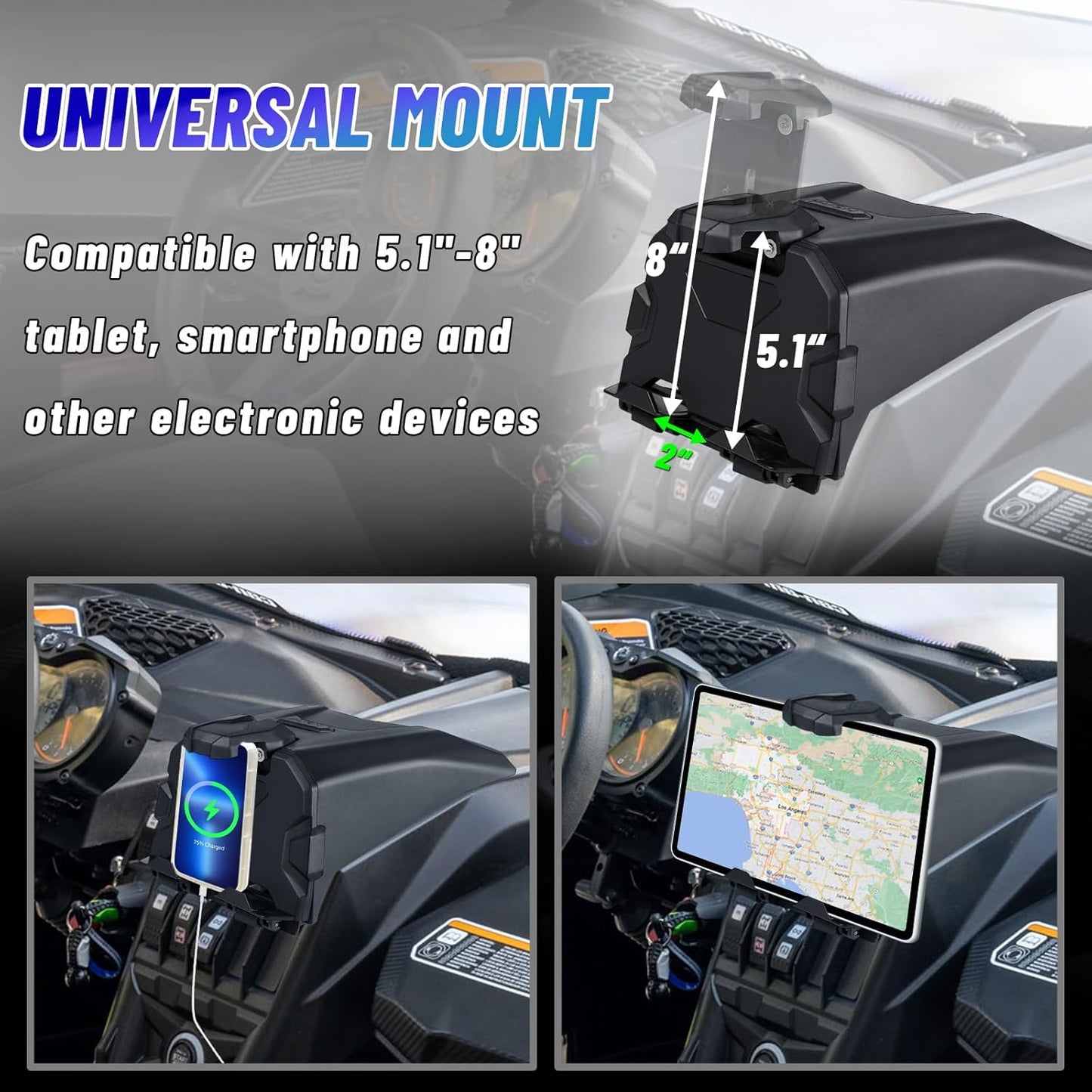 MDPROMCP Maverick X3 Tablet Holder with Storage Box, GPS Mount Compatible with Can Am Maverick X3 2017-2025 UTV Center Console Stable Phone Holder Accessories Replacement for 715002874