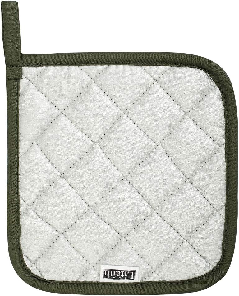 100% Cotton Potholders Kitchen Everyday Basic Terry Pot Holder Heat Resistant Large Coaster Hot Pads Kit Trivets Set for Cooking and Baking Set of 6 Olive Green