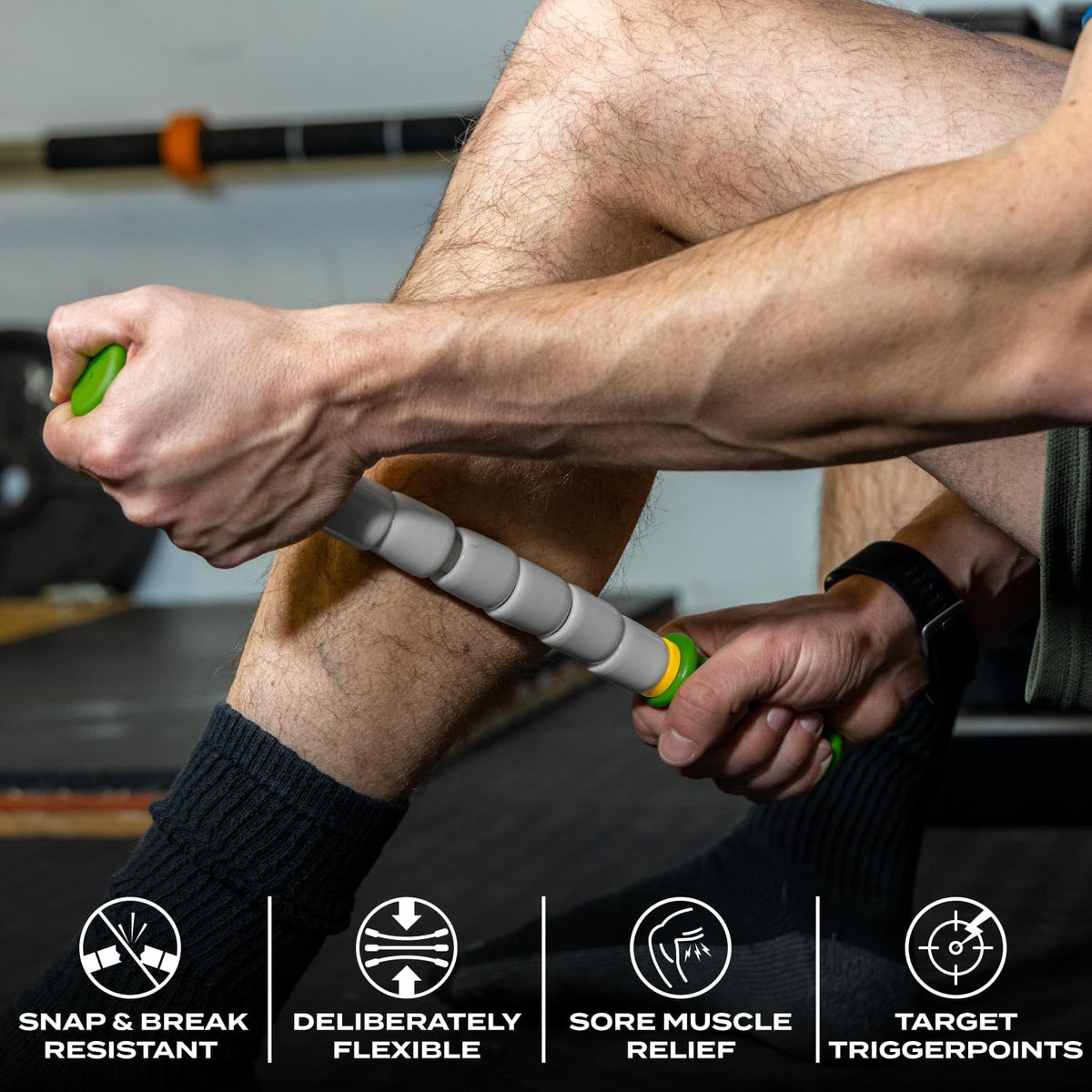 Massage Stick 14" Flexible Handheld Spindle Massage Roller - Full Body Muscle Recovery & Myofascial Release (Small - 14" Massage Stick)