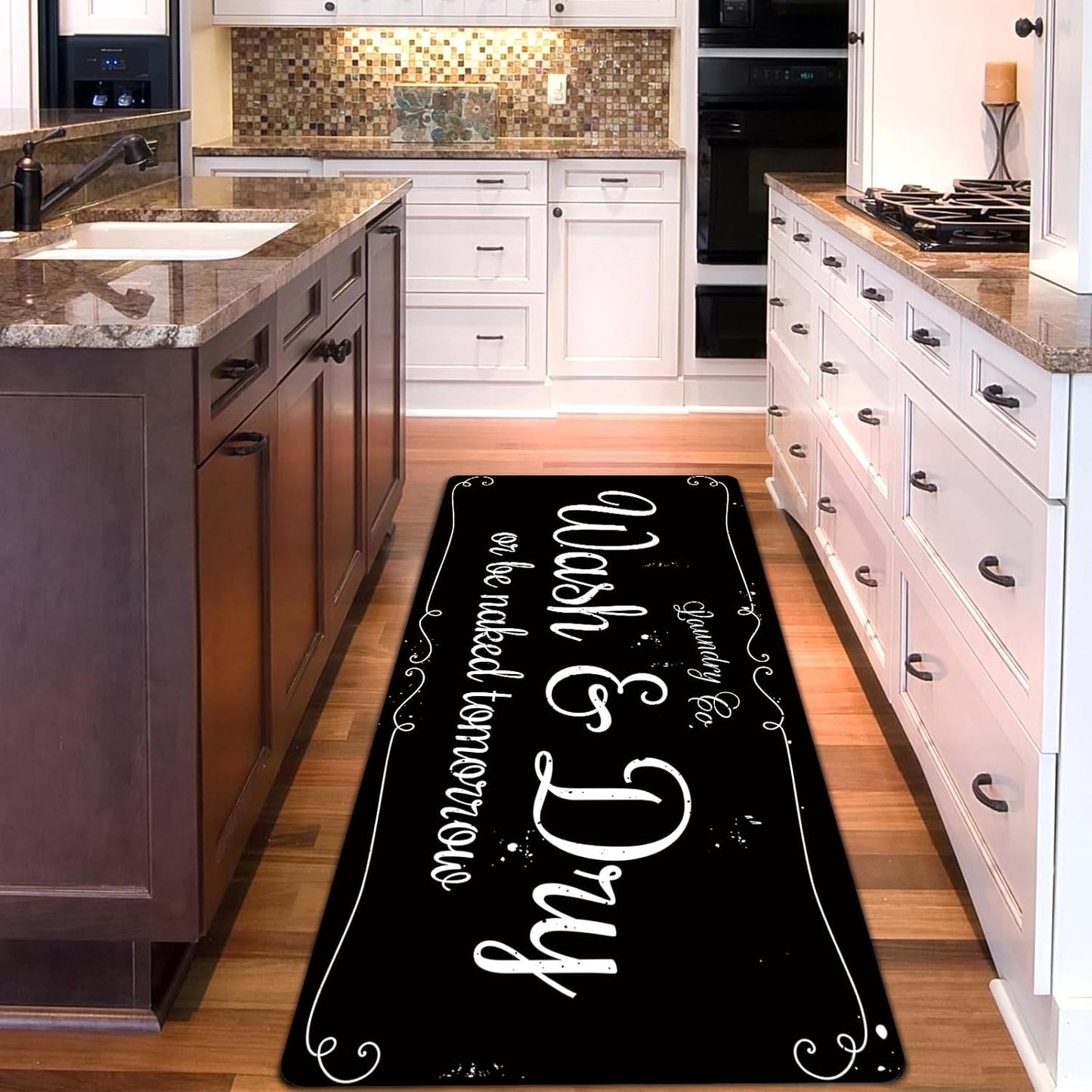 Laundry Room Rug Non Slip Floor mats Farmhouse Large Laundry Rugs for Laundry Runner Room Mat Washer and Dryer Carpet Laundry Room Decor 24x72inch(Black)